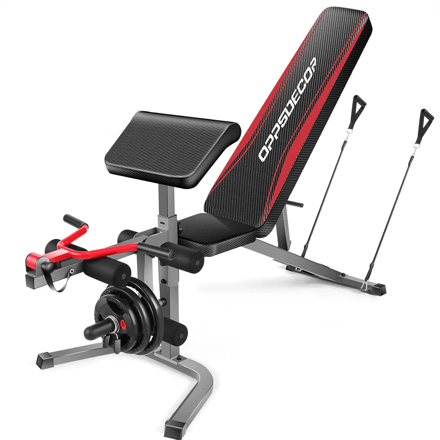 OPPSDECOR 900LBS Adjustable Weight Bench Press with Leg Extension
