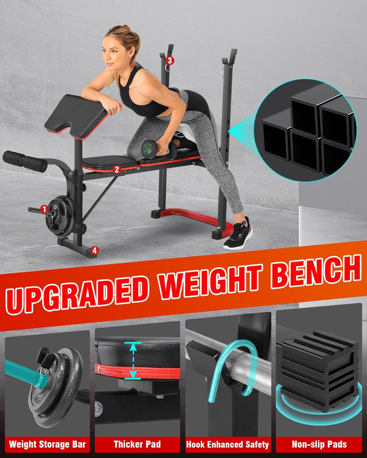 Standard Weight Bench Set with Leg Extension and Leg Curl