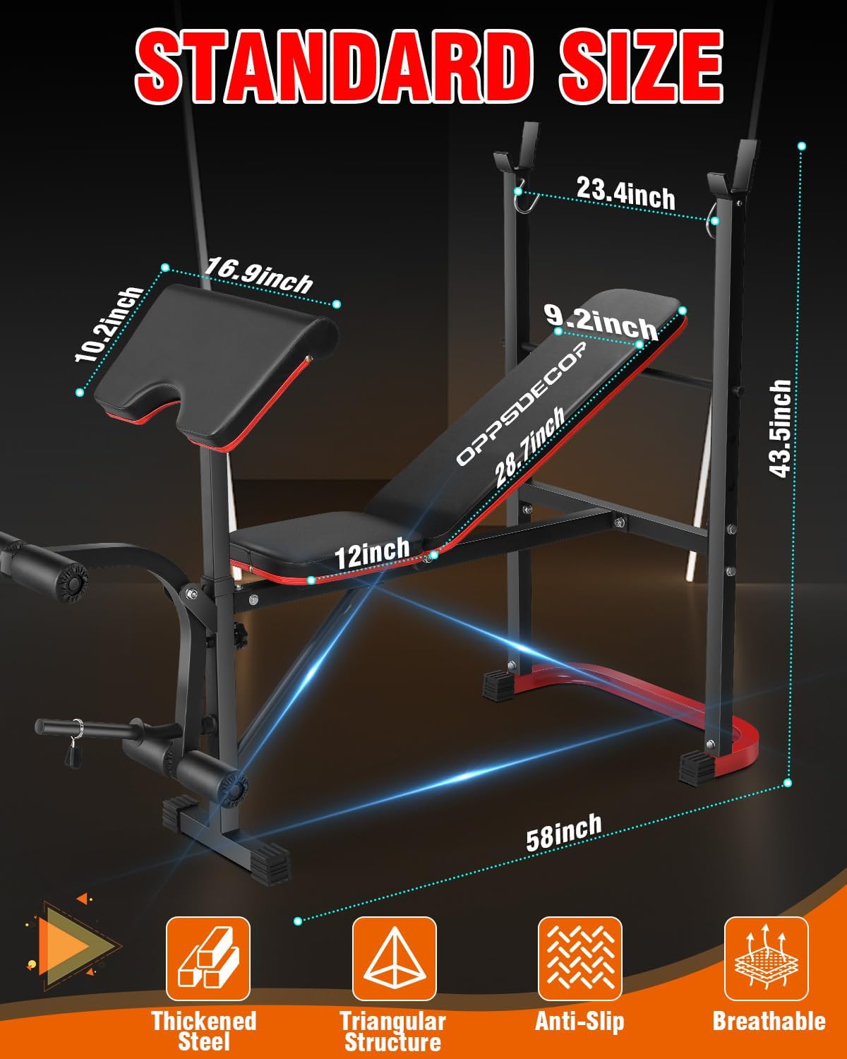 Standard Weight Bench Set with Leg Extension and Leg Curl
