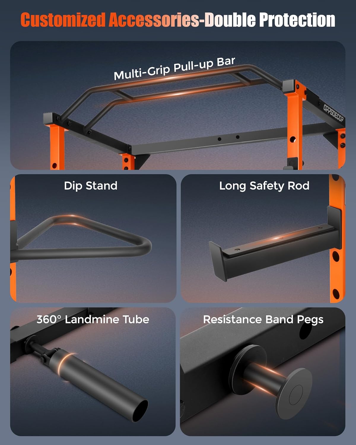 OPPSDECOR Power Cage, Multi-Function Power Rack with Adjustable Cable Pulley System