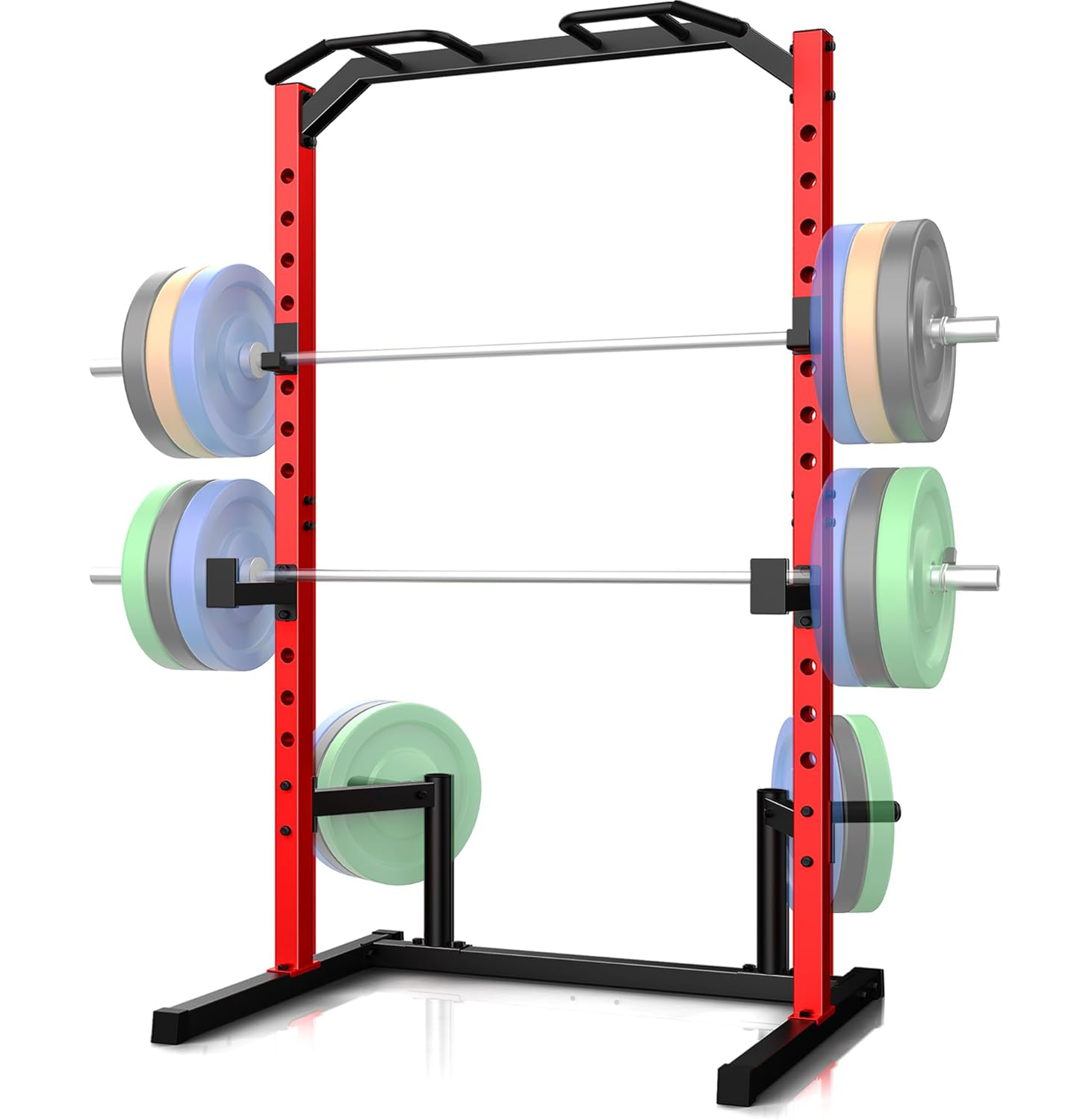 OPPSDECOR Adjustable Power Cage with Pull-Up Bar Power Rack with J-Hooks & Barbell Holders