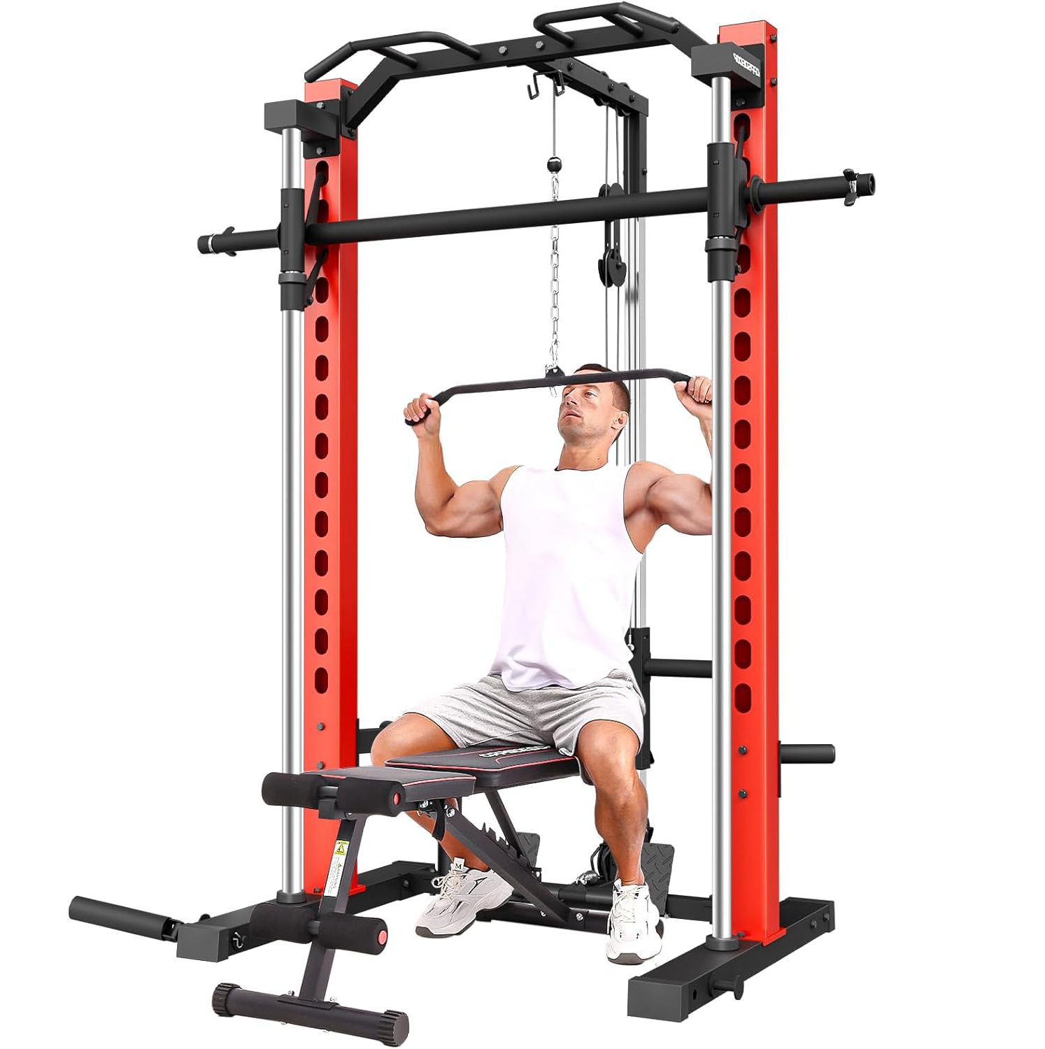 OPPSDECOR All-in-One Adjustable Smith Machine with LAT-Pull Down