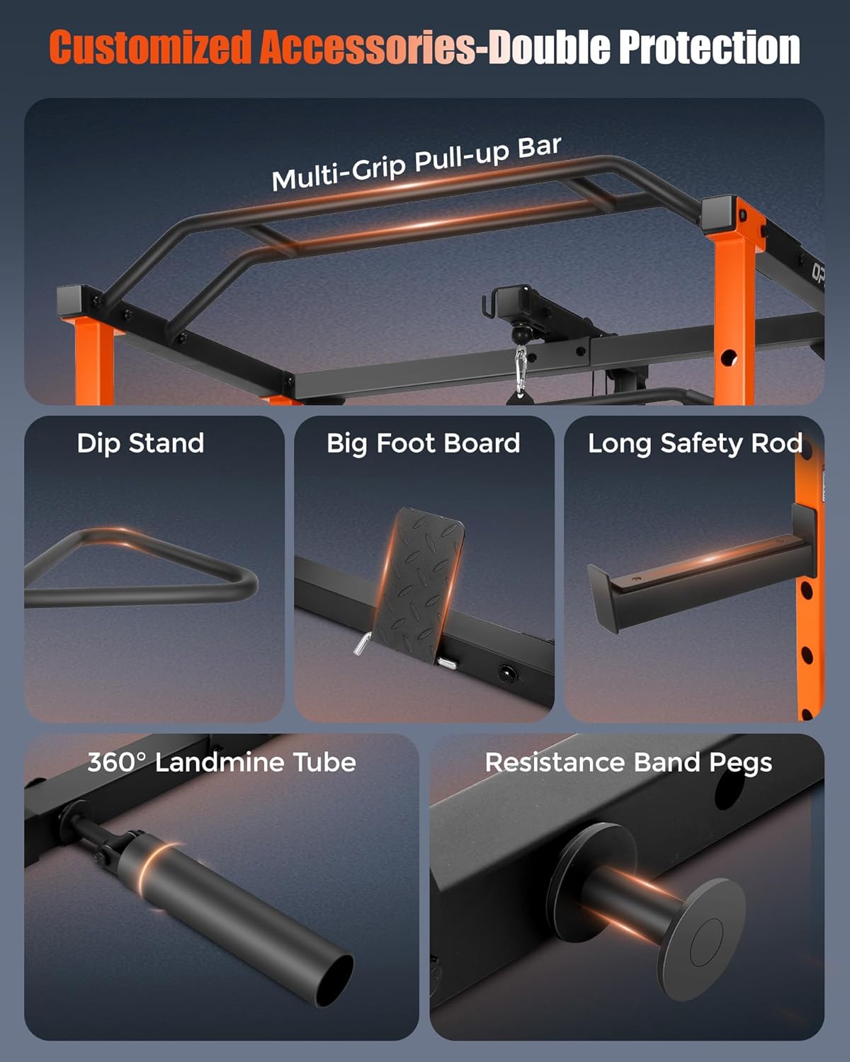 OPPSDECOR Power Cage, Multi-Function Power Rack with Adjustable Cable Pulley System