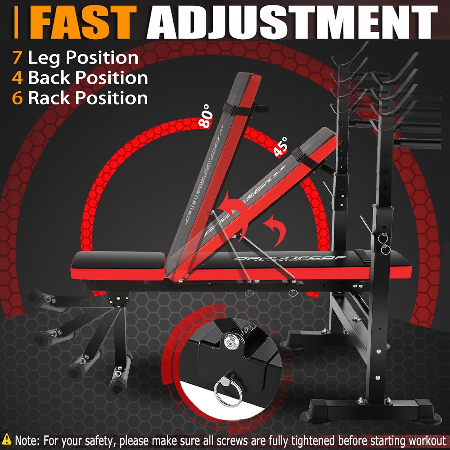 OPPSDECOR 600lbs 6 in 1 Weight Bench Set