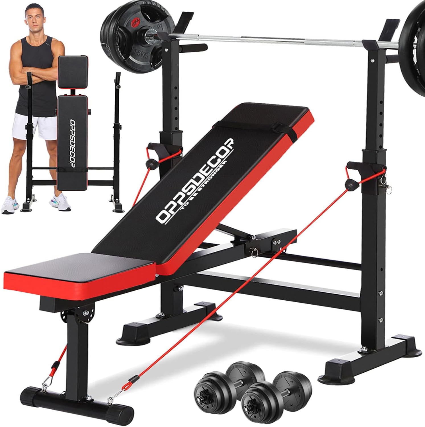 OPPSDECOR 600lbs 6 in 1 Weight Bench Set