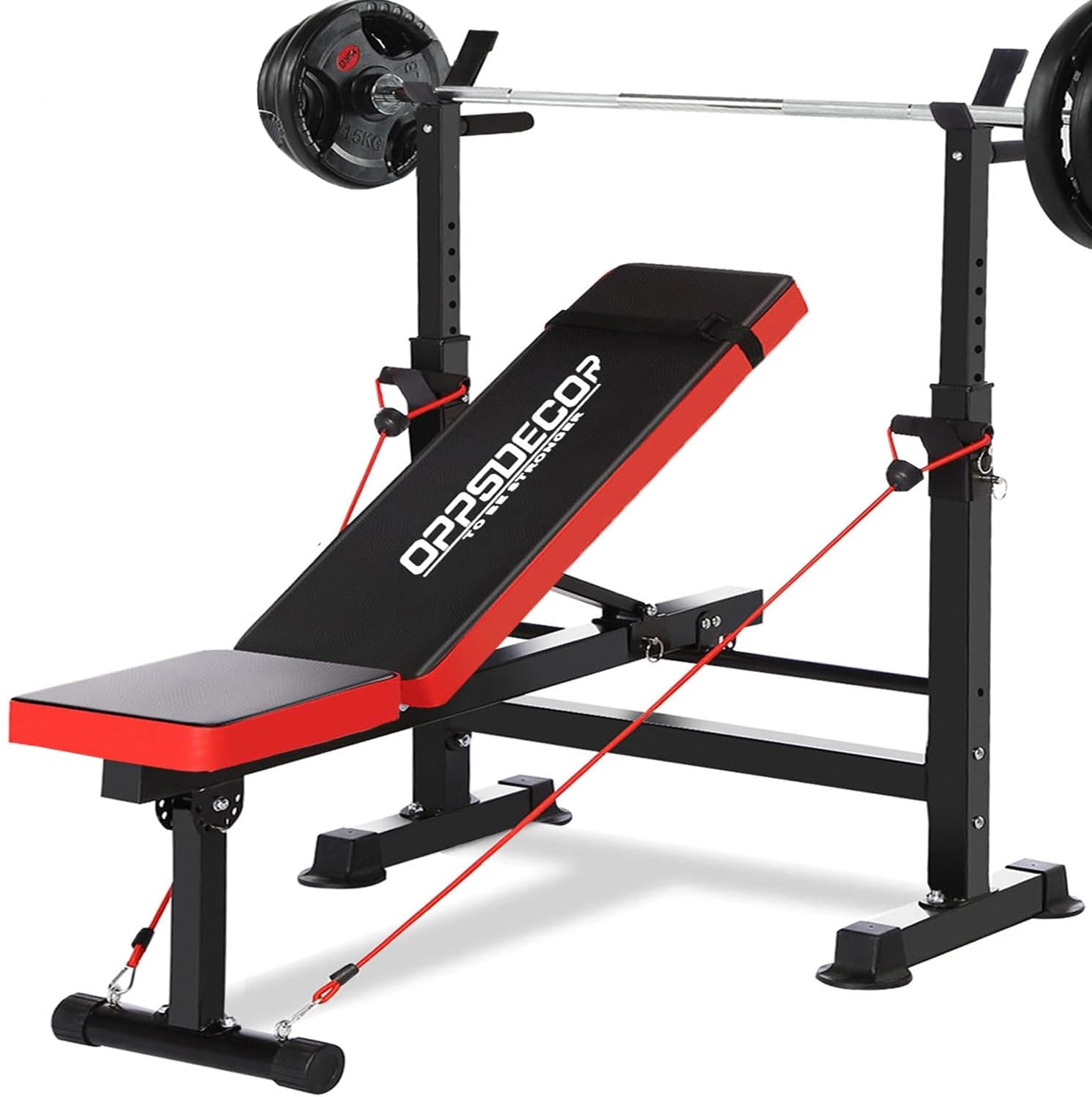 OPPSDECOR 660lbs 6 in 1 Weight Bench Set with Squat Rack Adjustable Workout Bench