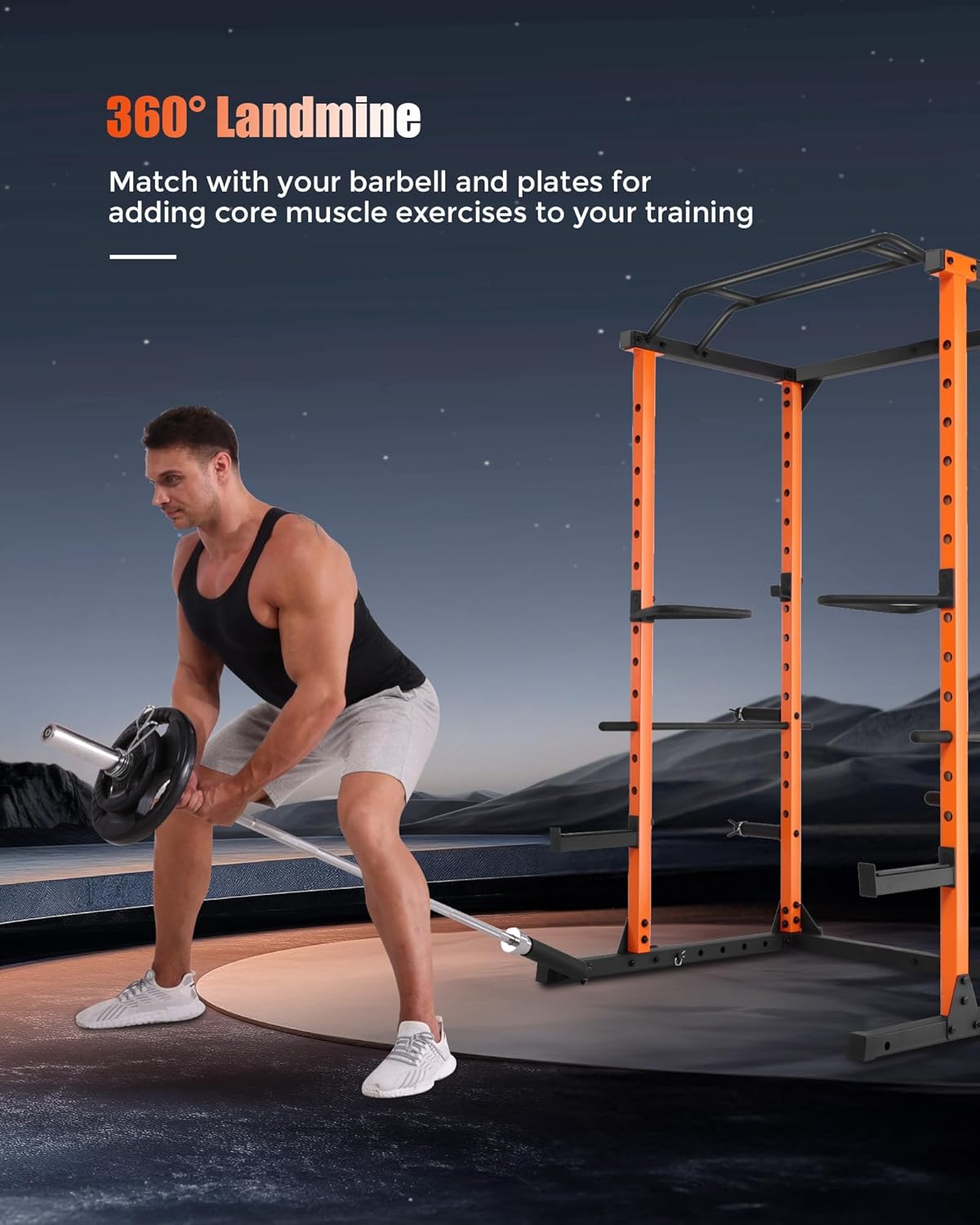 OPPSDECOR Power Cage, Multi-Function Power Rack with Adjustable Cable Pulley System