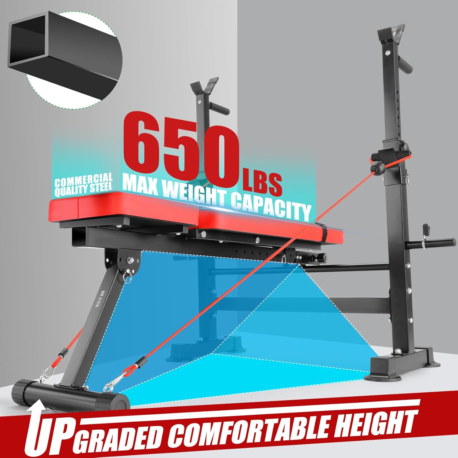 OPPSDECOR 6 in 1 Weight Bench Set with Squat Rack