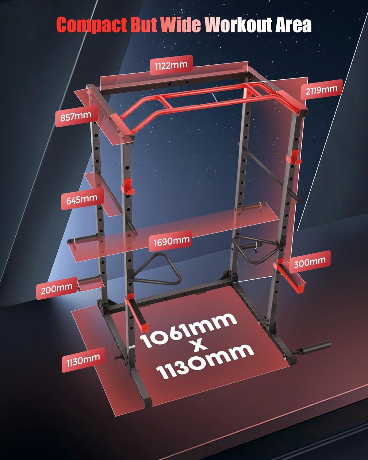 OPPSDECOR Power Cage, Multi-Function Power Rack with Adjustable Cable Pulley System