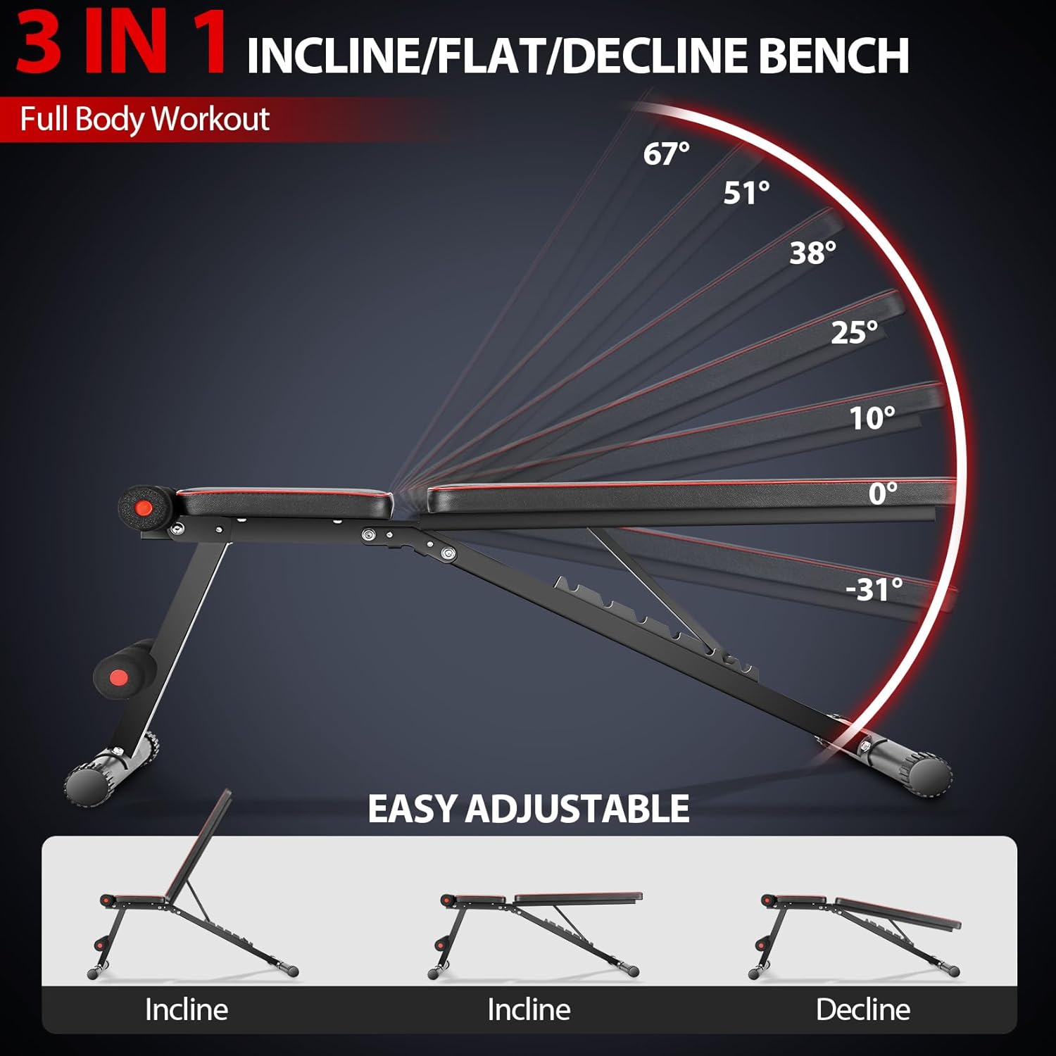 OPPSDECOR Weight Bench for Home Gym