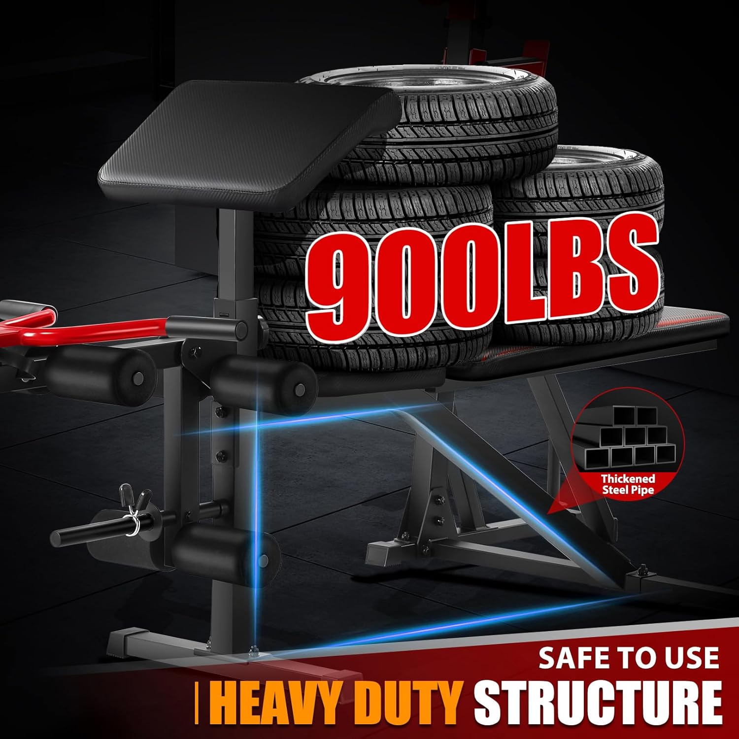 OPPSDECOR Professional Weight Bench Set with Barbell/Squat Rack