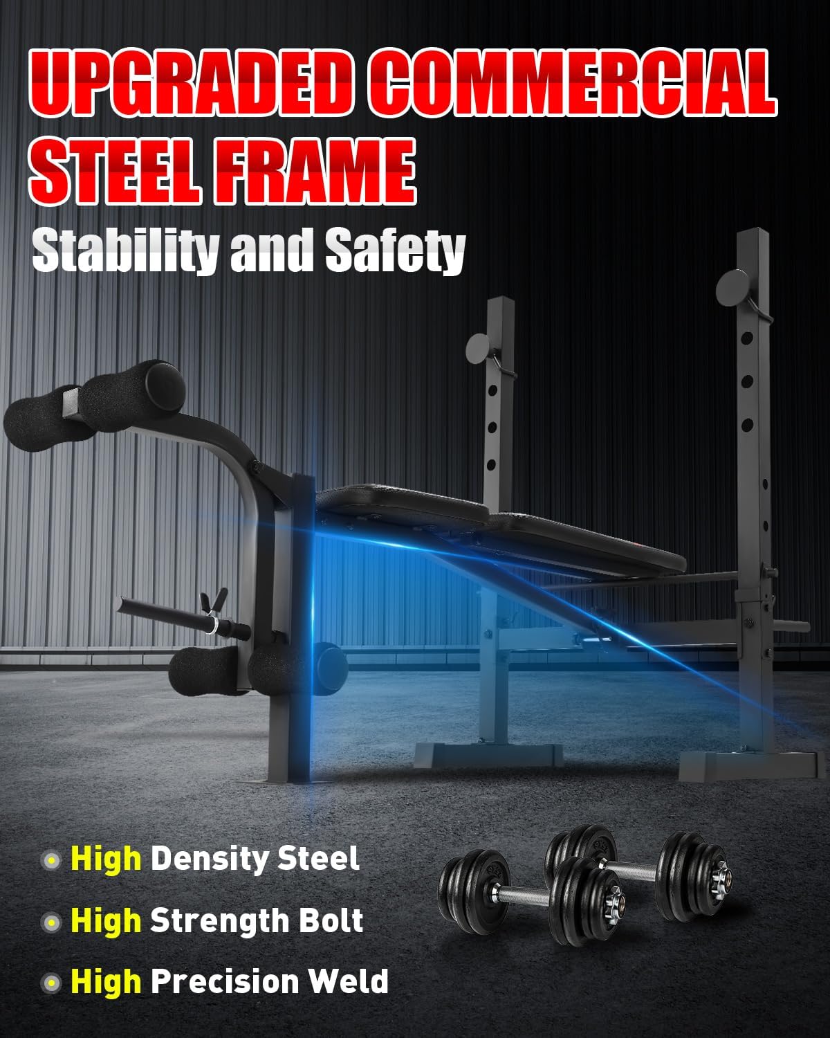 OPPSDECOR Standard Weight Bench Set with Squat Rack