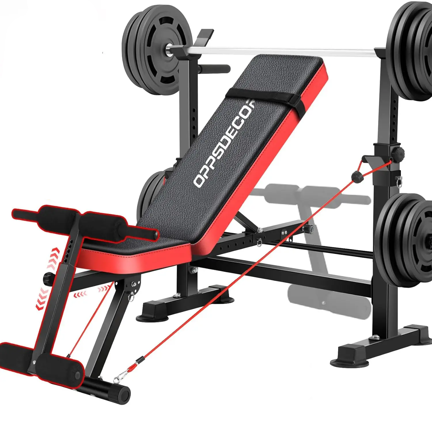 OPPSDECOR 6 in 1 Weight Bench Set with Squat Rack