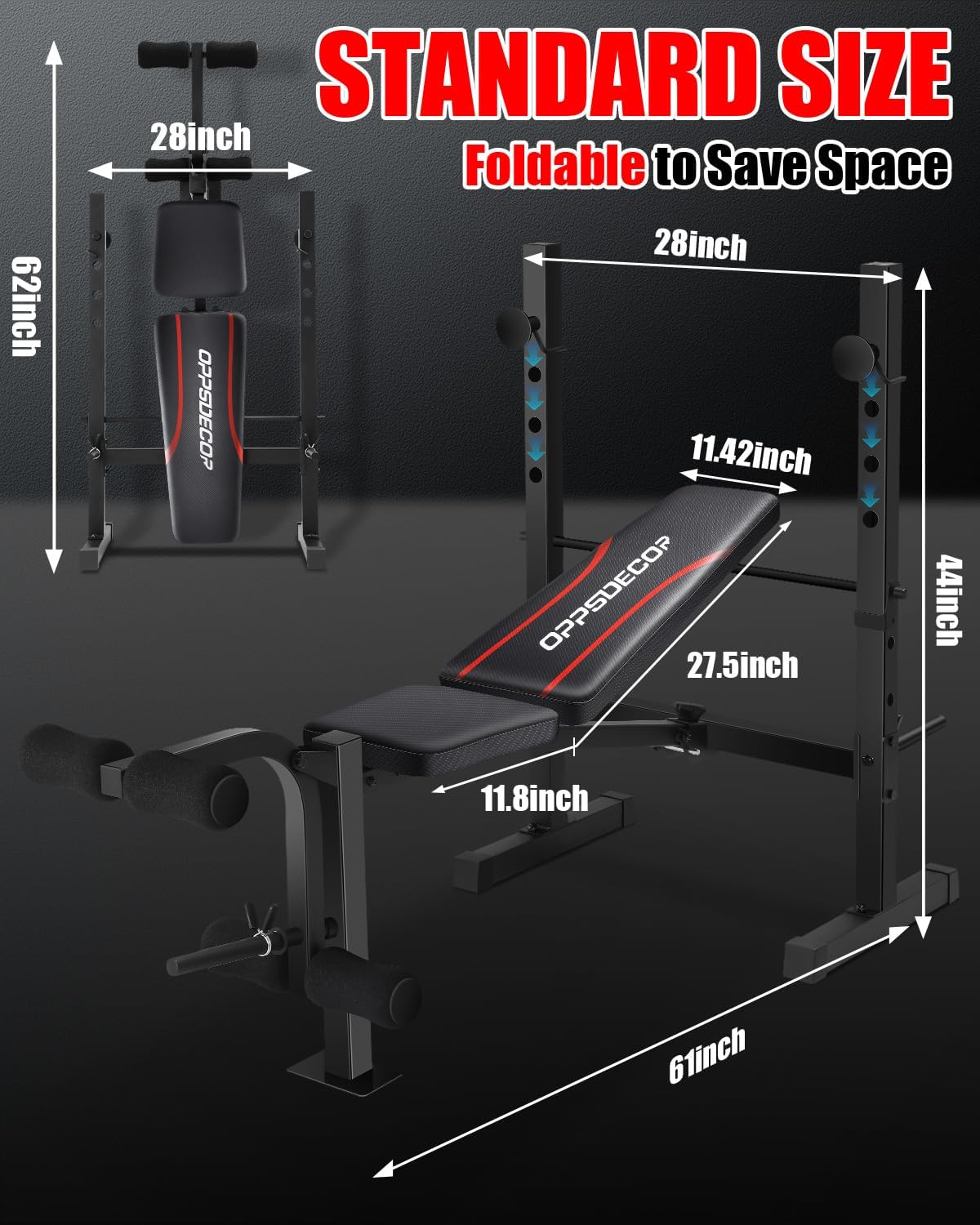 OPPSDECOR Standard Weight Bench Set with Squat Rack