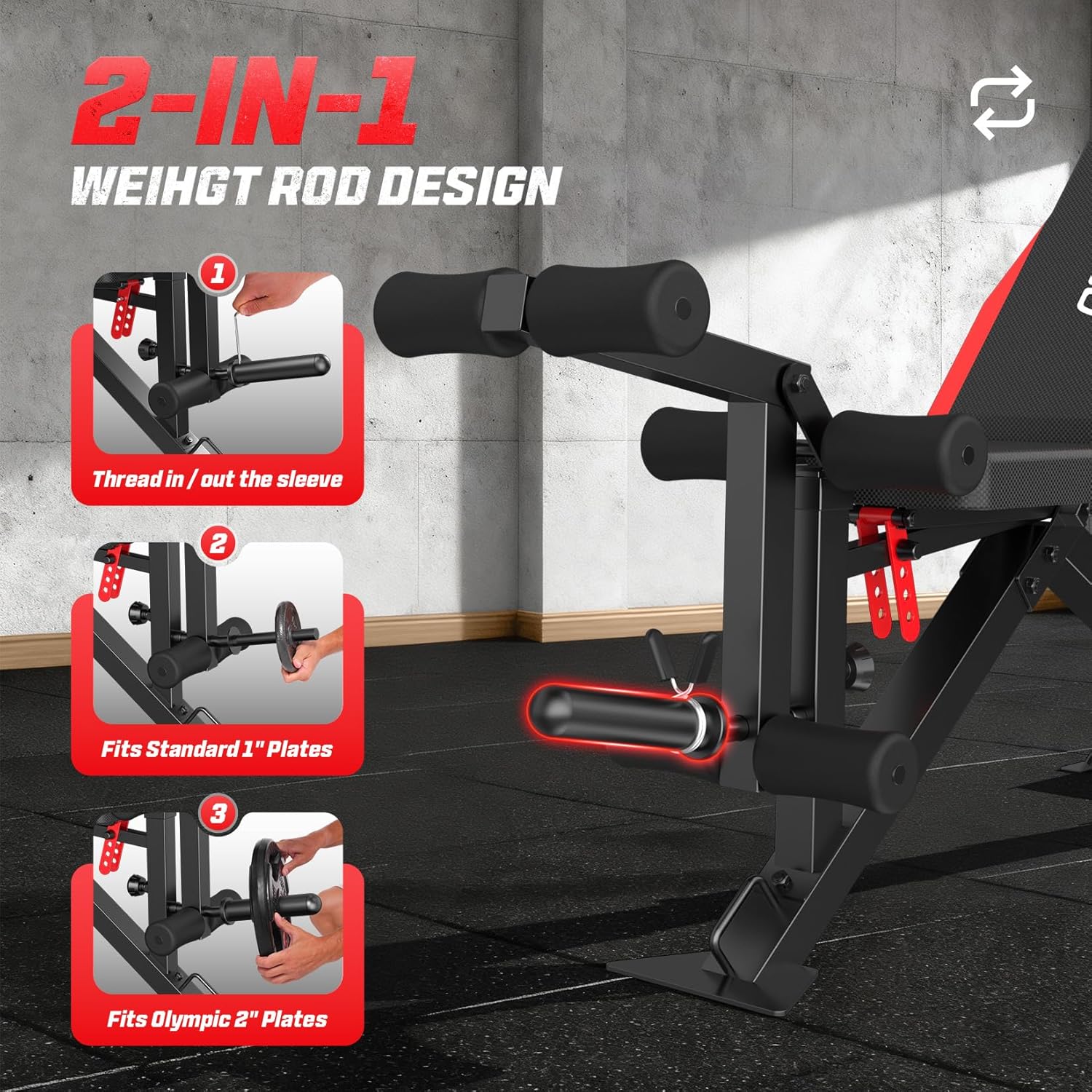 OPPSDECOR 1200LBS Adjustable Weight Bench with Wide-Range Leg Extension & Curl (Full ROM)