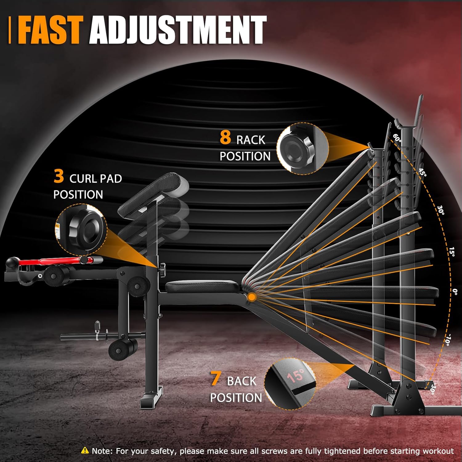 OPPSDECOR Weight Bench Set with Leg Extension and Curl, 900LBS Profesional Bench Press Set and Barbell Rack-oppsdecor