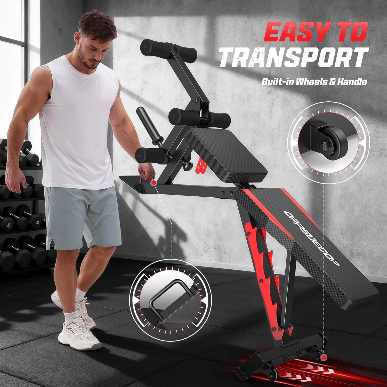 OPPSDECOR 1200LBS Adjustable Weight Bench with Wide-Range Leg Extension & Curl (Full ROM)