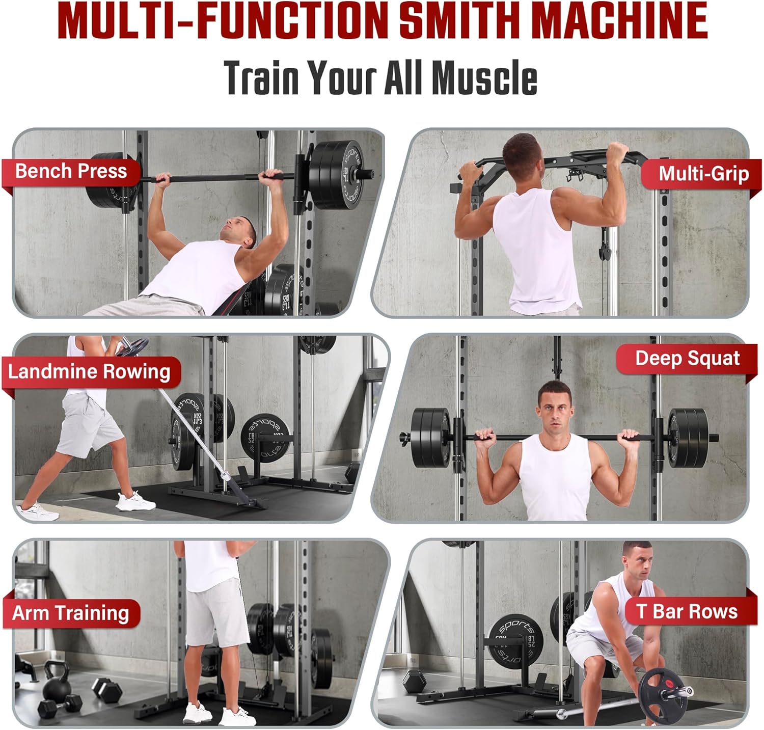 OPPSDECOR All-in-One Adjustable Smith Machine