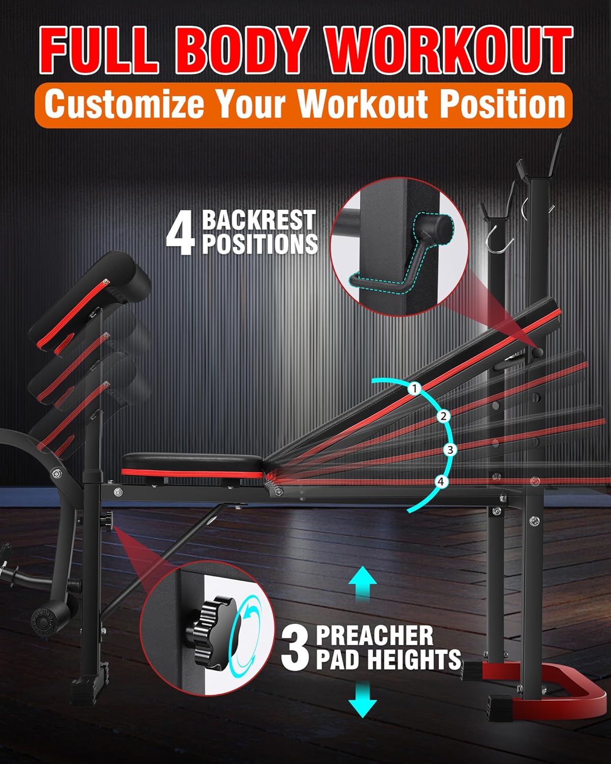 Standard Weight Bench Set with Leg Extension and Leg Curl