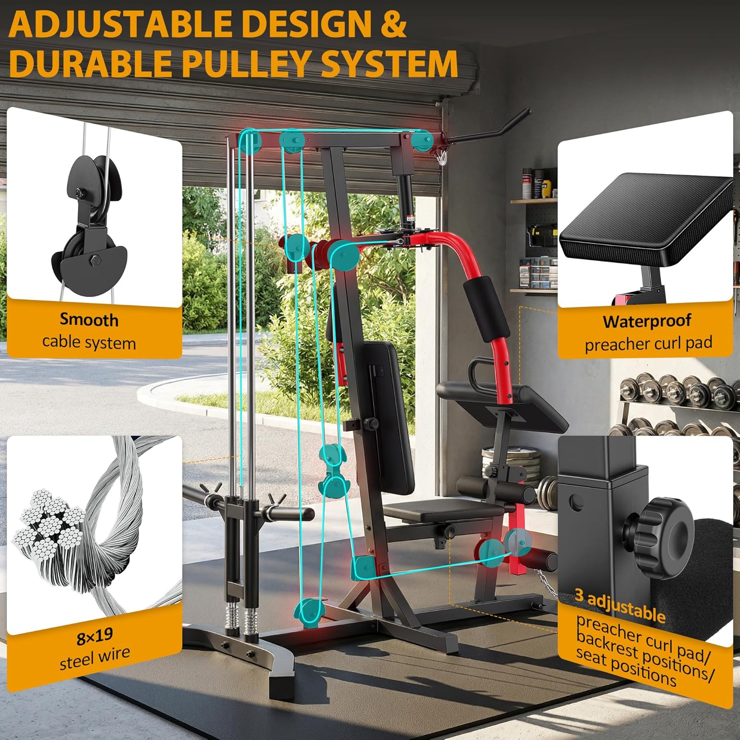 OPPSDECOR 3.0 Home Gym Equipment, All in One Workout Station with Pulley System & Seated Rowing-oppsdecor
