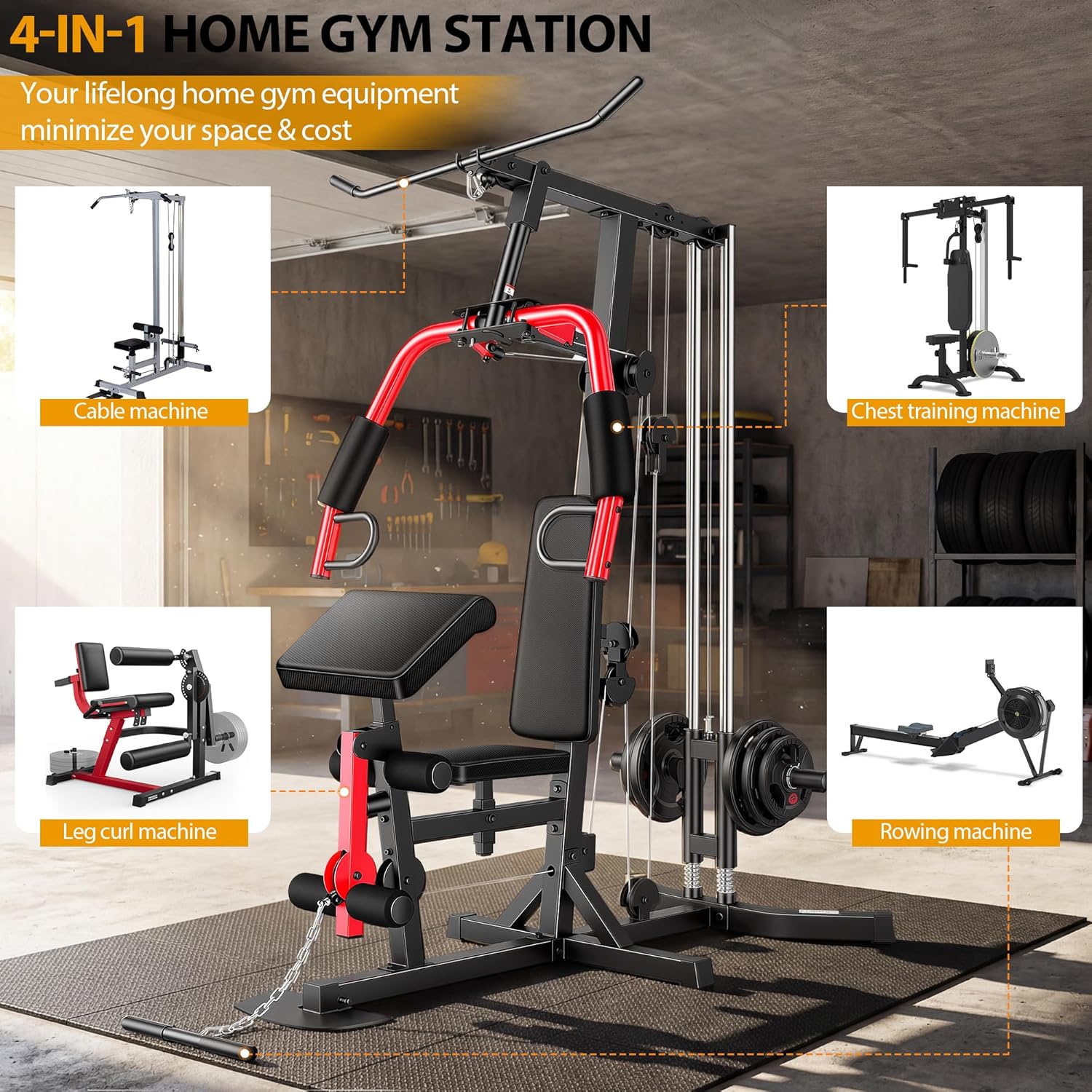 OPPSDECOR 3.0 Home Gym Equipment, All in One Workout Station with Pulley System & Seated Rowing-oppsdecor