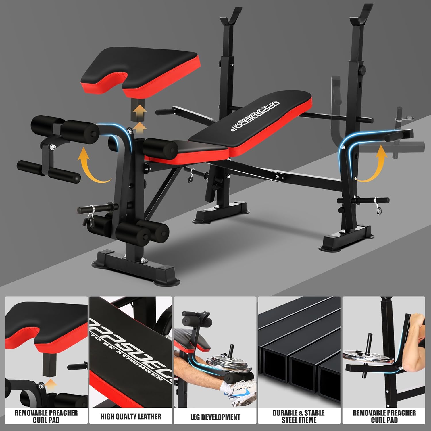Fitvids Weight Bench With Leg Extension And Squat Rack Weight