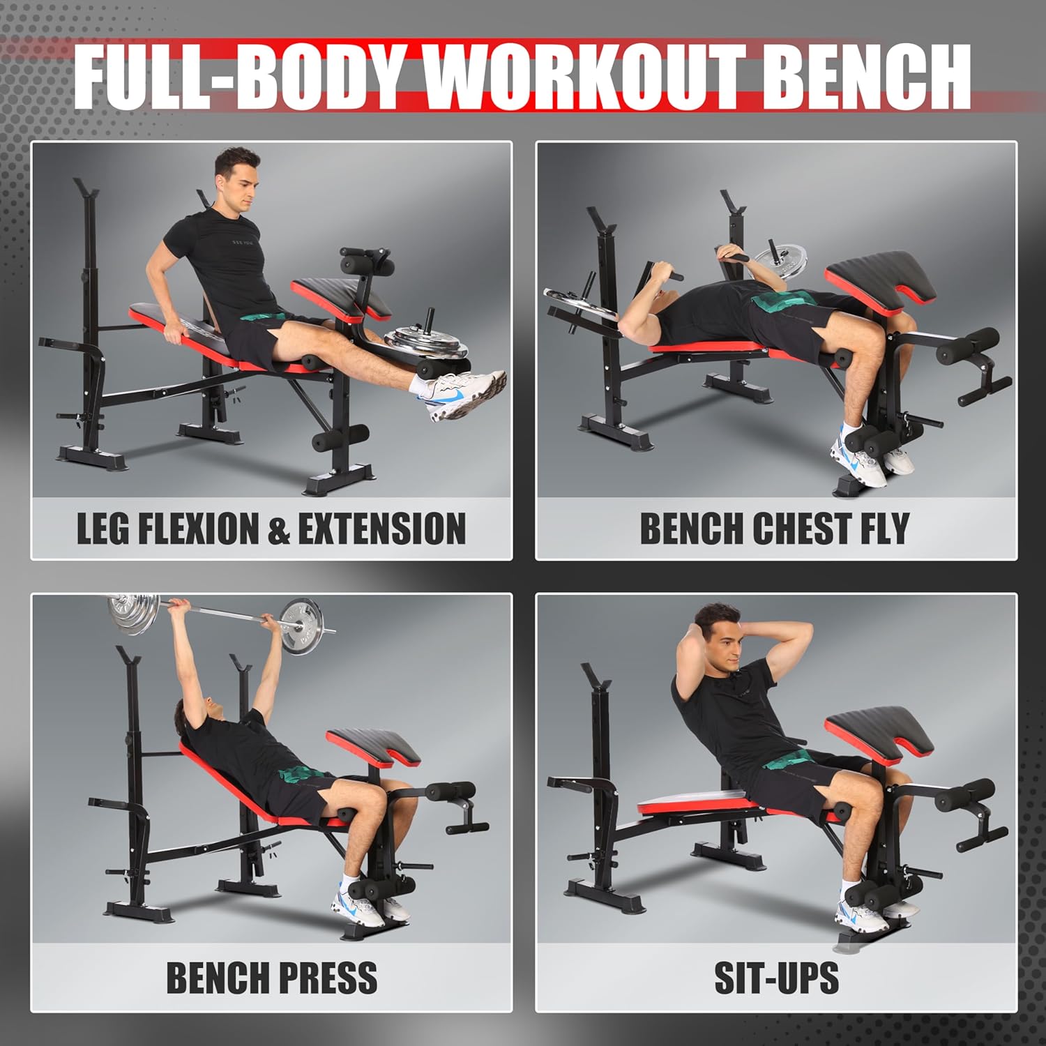 OPPSDECOR 600lbs 6 in 1 Weight Bench Set