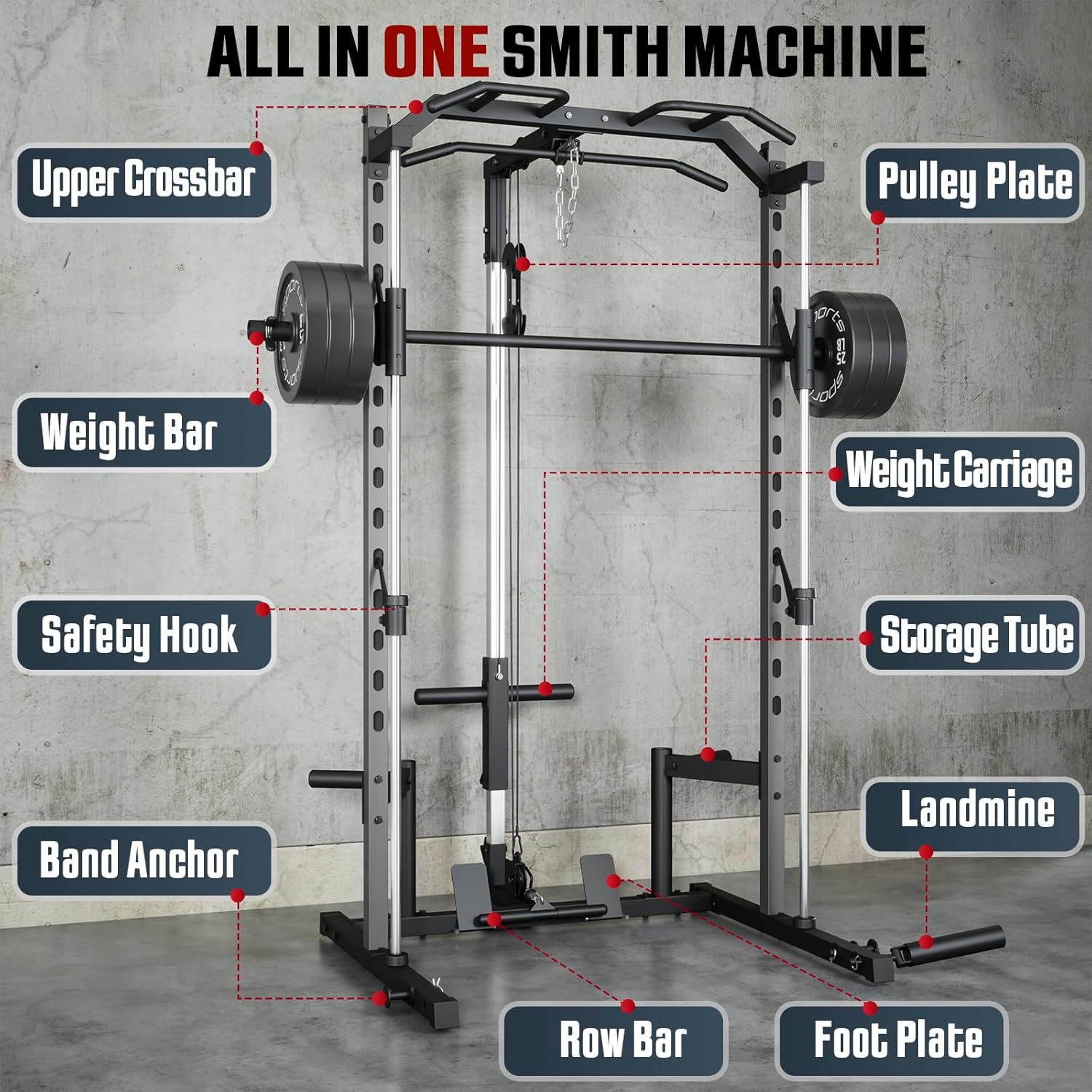 OPPSDECOR All-in-One Adjustable Smith Machine