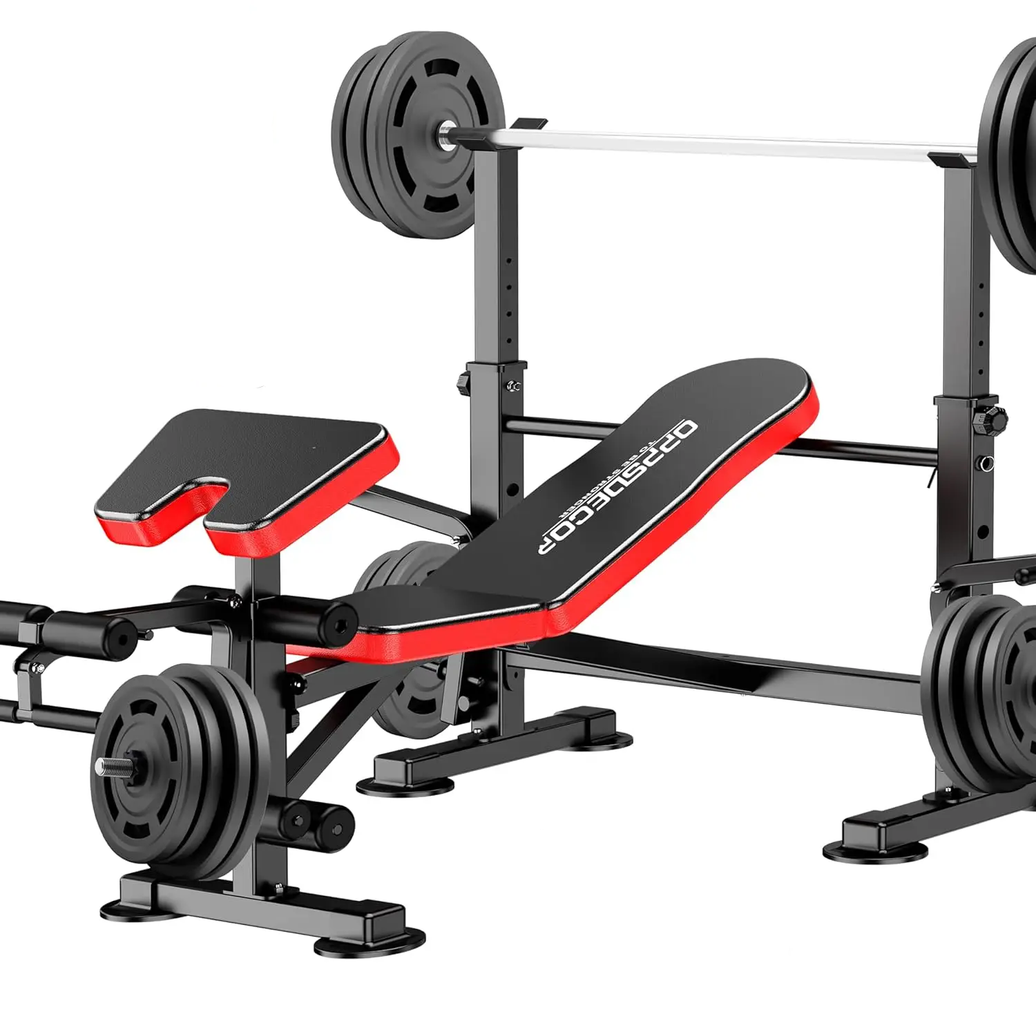 OPPSDECOR 900LBS All in One Weight Bench Set with Squat Rack Adjustable Workout Bench with Leg Developer