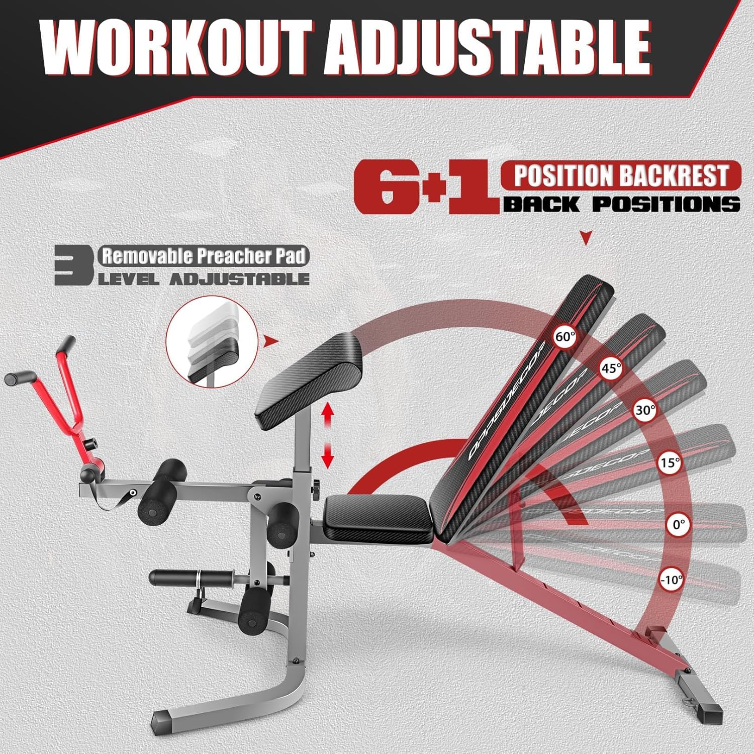 OPPSDECOR 900LBS Adjustable Weight Bench Press with Leg Extension