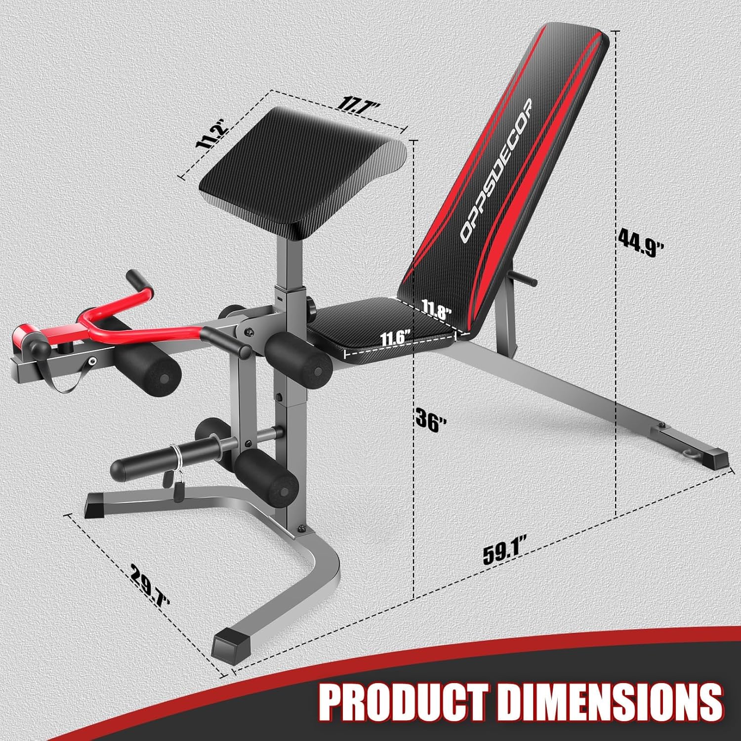 OPPSDECOR 900LBS Adjustable Weight Bench Press with Leg Extension