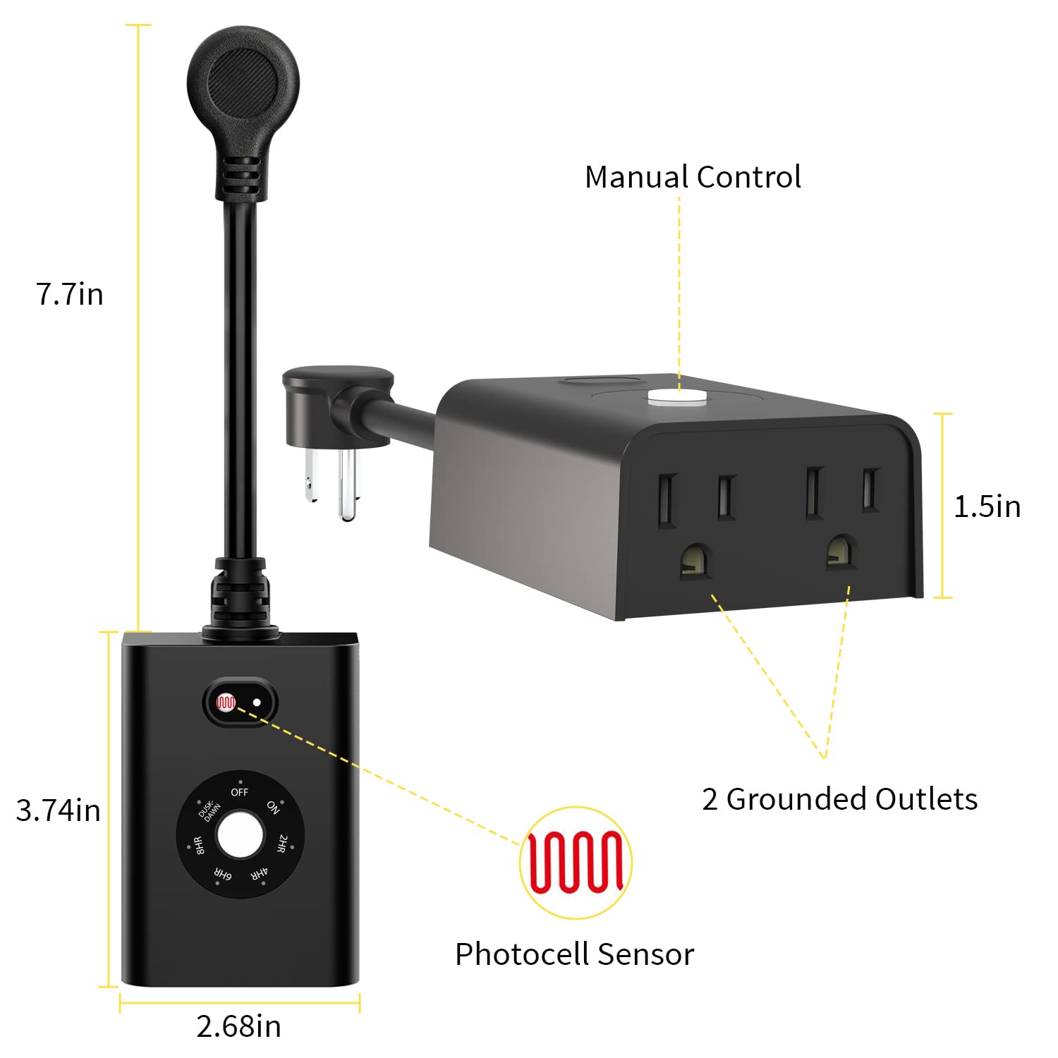 1000-Watt Outdoor Timer with Photocell Light Sensor for Christmas Lights  and Decorations