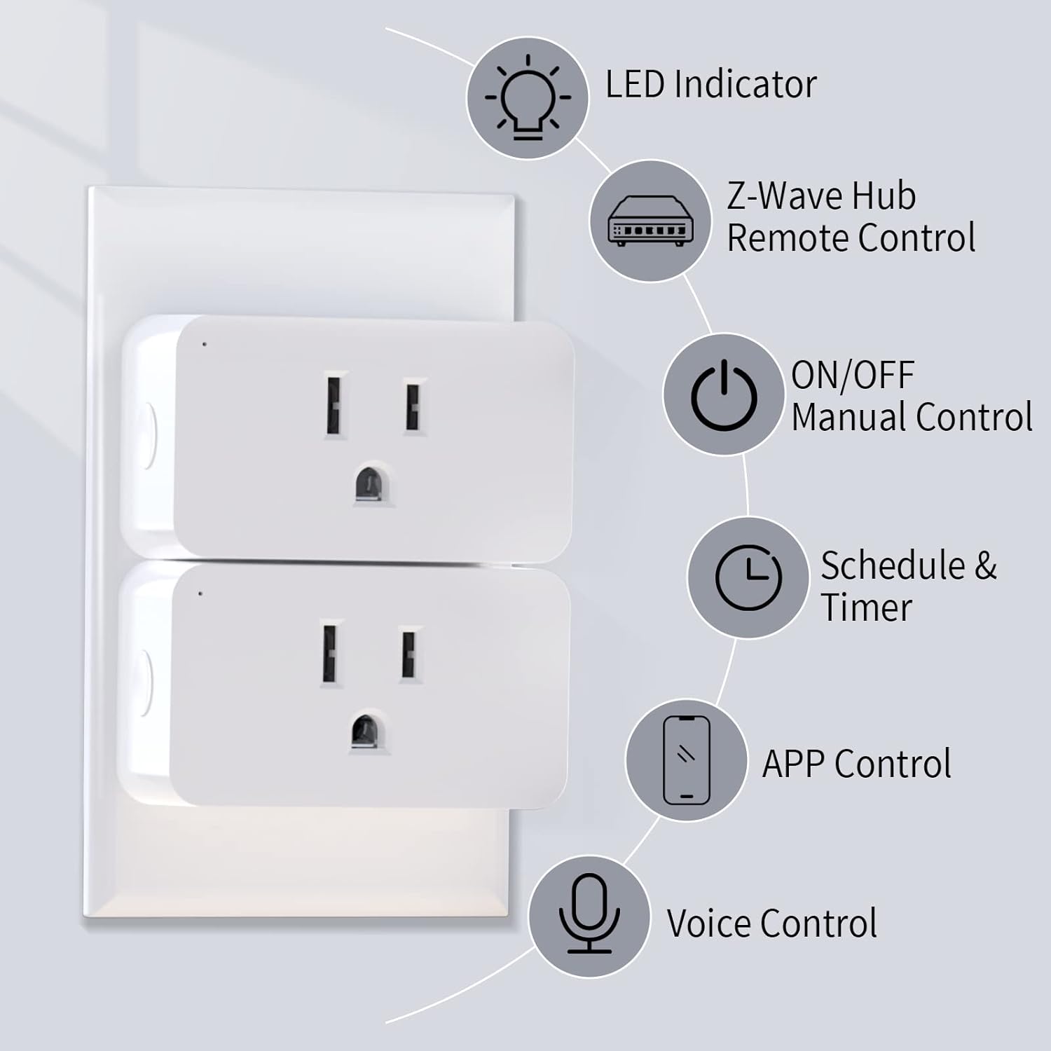 Minoston Z-Wave Outlet, Mini Smart Plug, 15A, Z-Wave Hub Required, Built-in  Repeater/Range Extender, Work with SmartThings, Wink, Alexa, Google