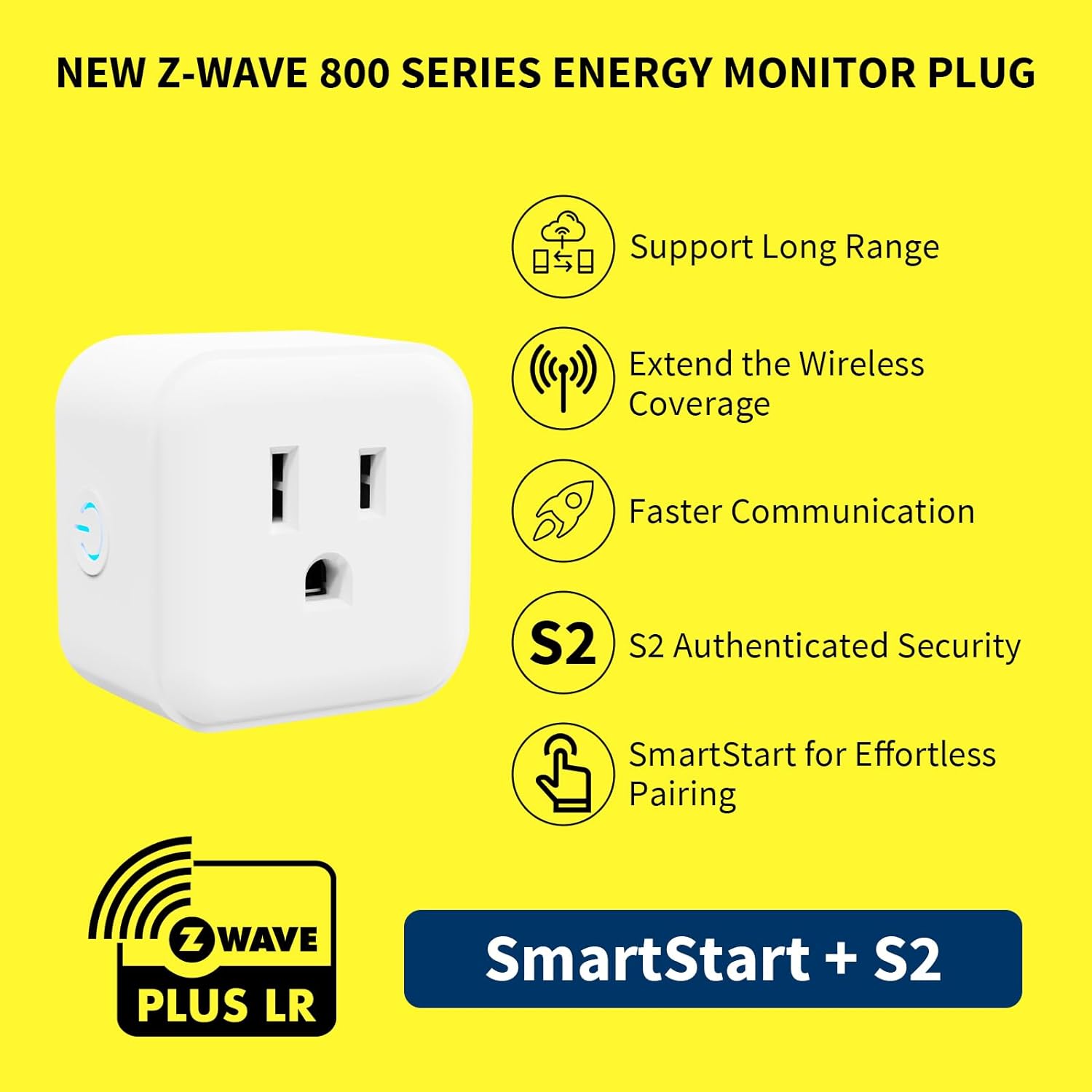 Minoston Z-Wave 800 Series Energy Power Monitor Smart Plug (MP21ZP)