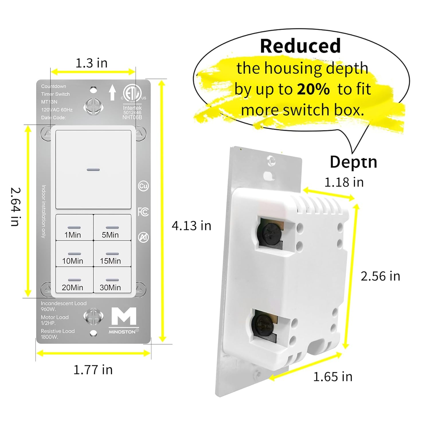 main  Electronic Countdown Timer, 120 VAC, 60 Hz, Preset Times 1