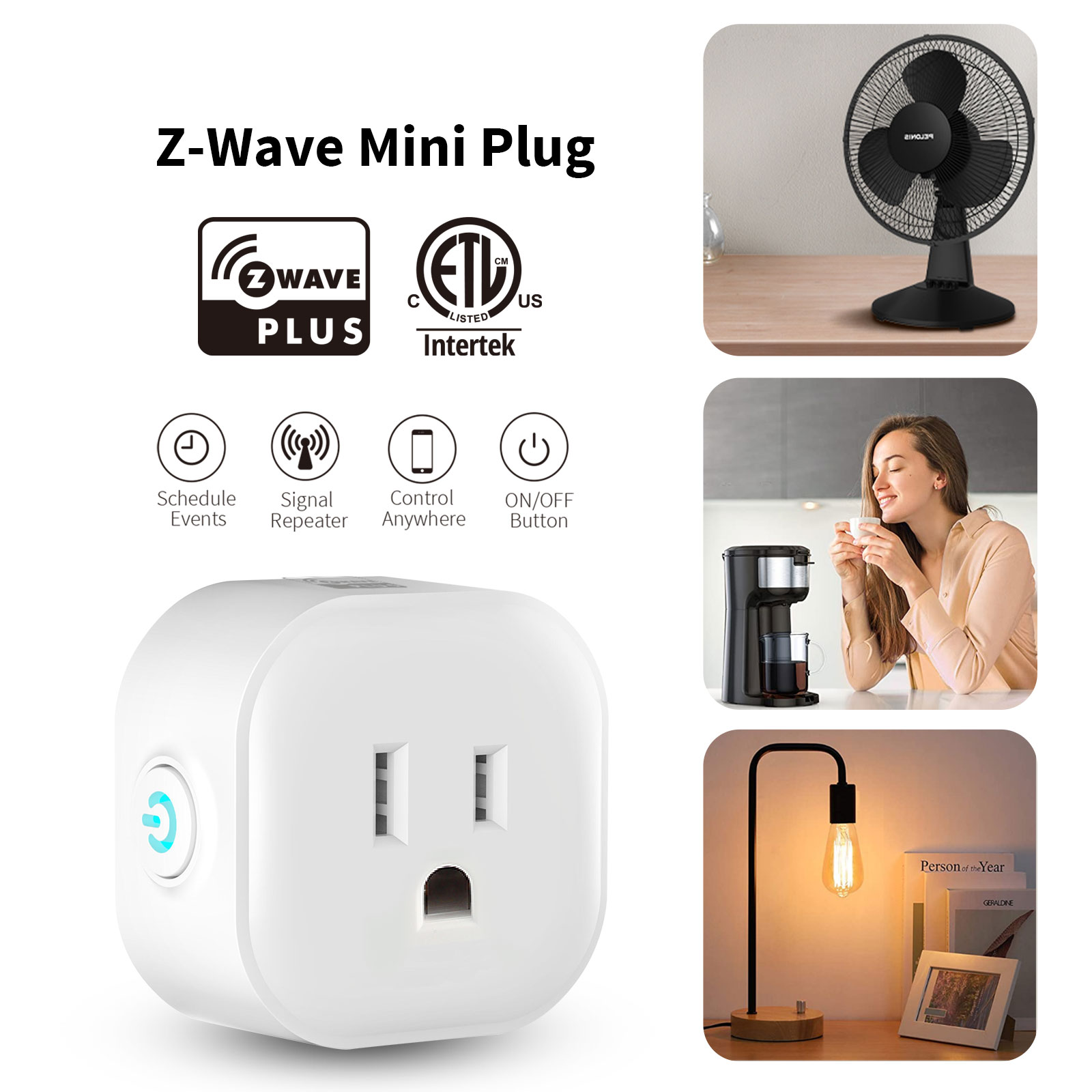Minoston Z-Wave 500 Series Mini Smart Plug for Indoor (MP21Z)