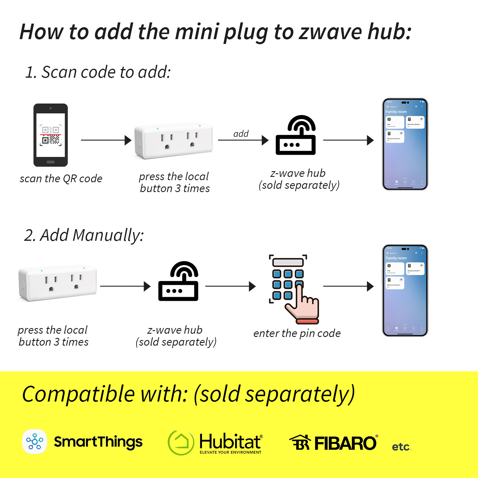 Minoston Z-Wave 800 Series Dual ON OFF Smart Plug(MP26Z)