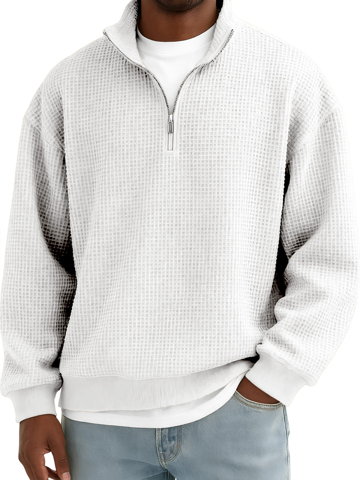 Men's Quarter-zip Breathable Waffle Pullover