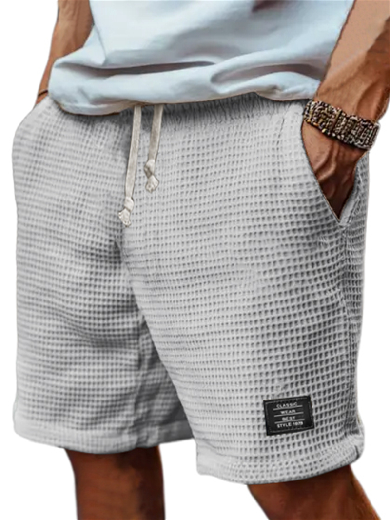 Men's Retro Waffle Textured Fabric Stylish All-match Logo Shorts