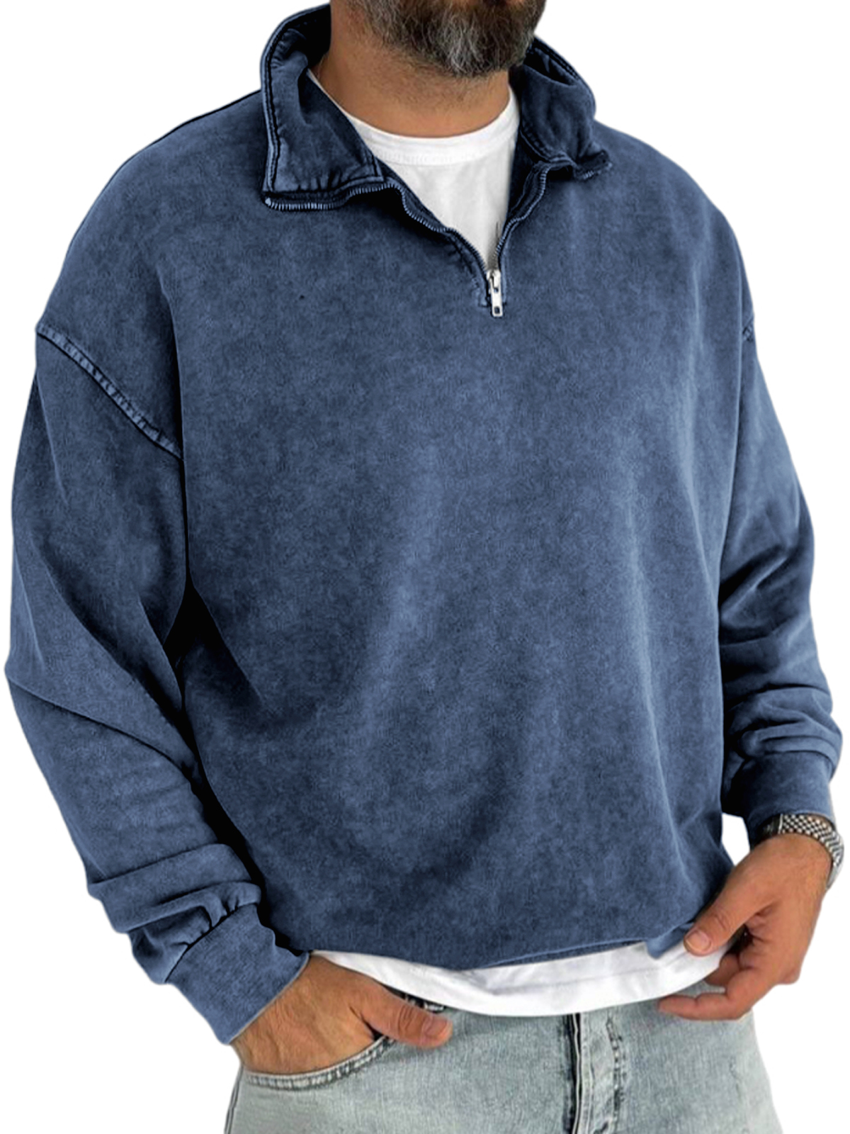 Men's Retro Half-zip Casual Everyday Sweatshirt