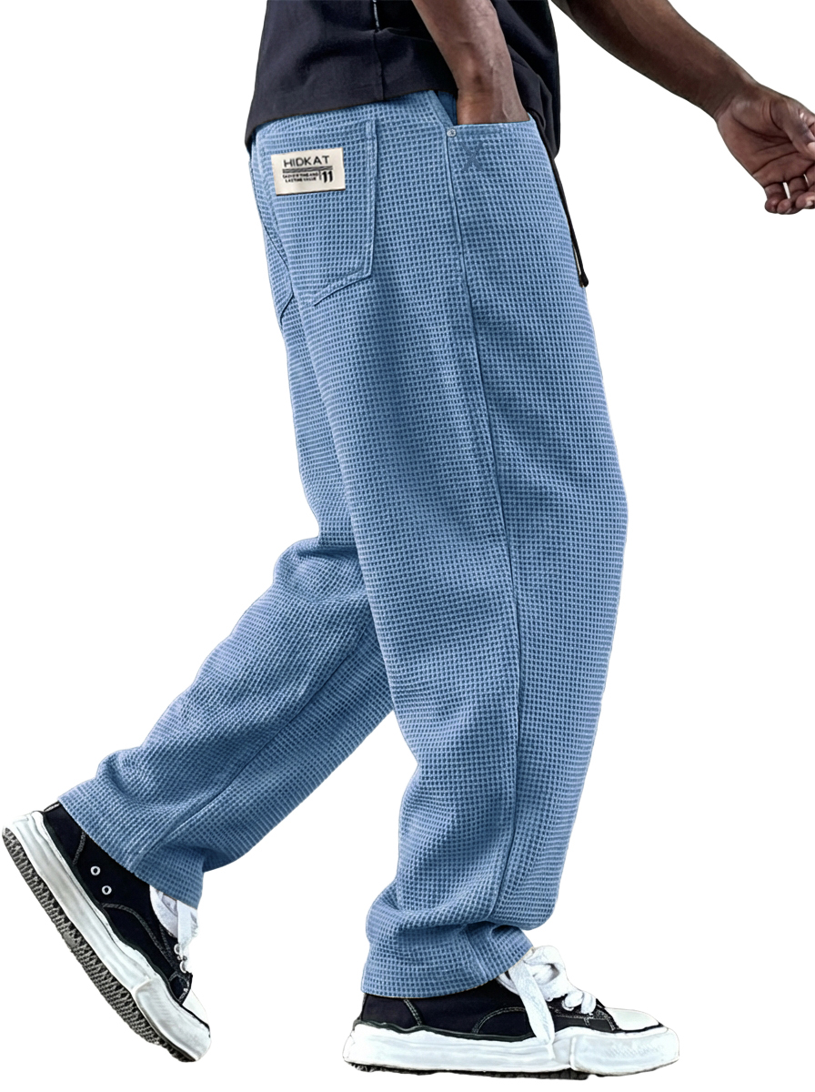 Men's Vintage Casual Multi-Pocket Waffle Fabric Trousers
