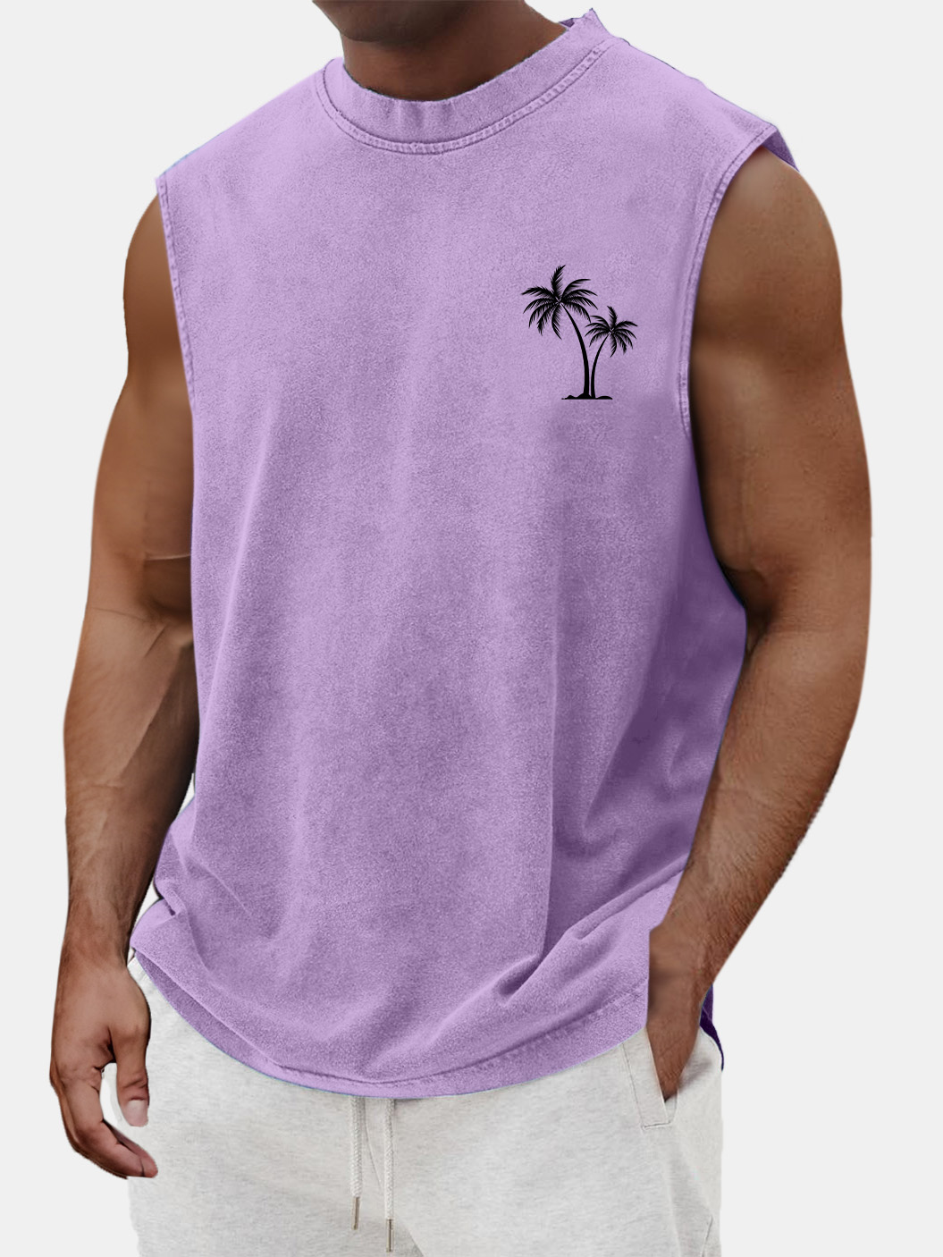 Men's Summer Casual And Comfortable Coconut Print Sleeveless T-shirt