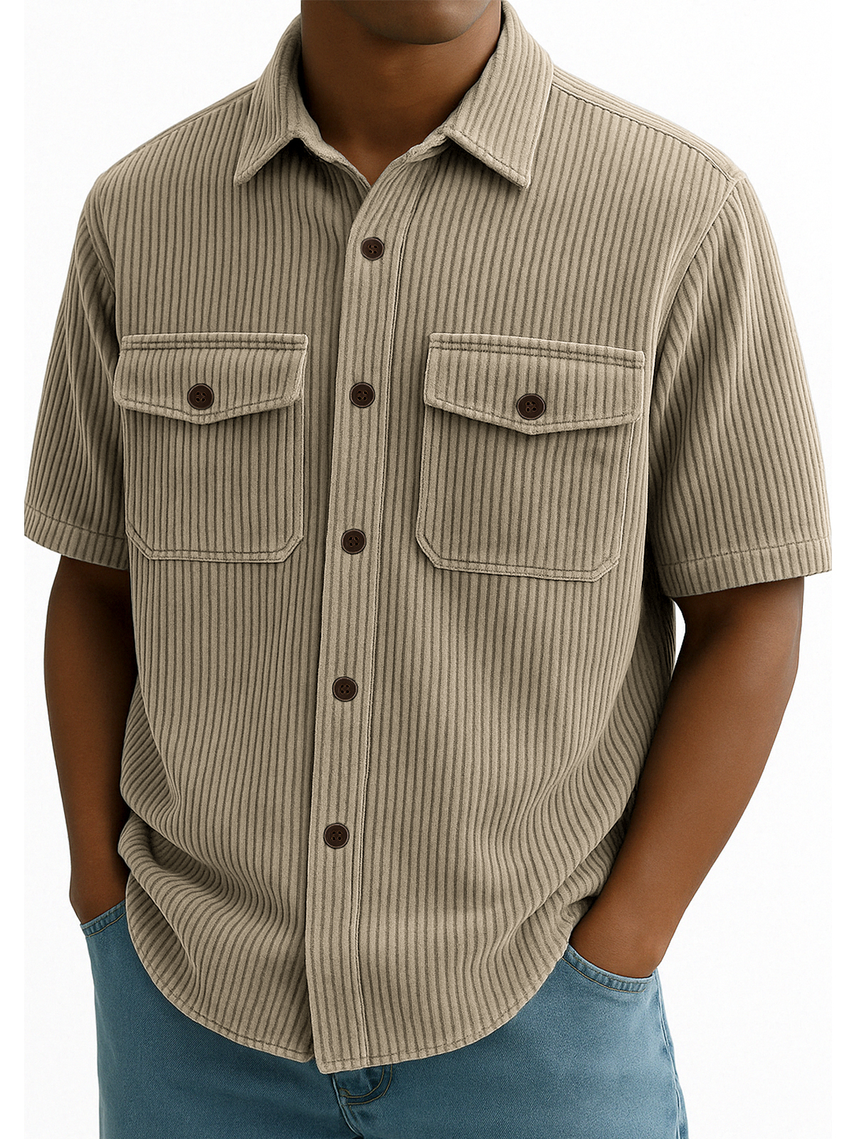 Men's Utility Workwear Multi-pocket Vintage Corduroy Casual Shirt Jacket