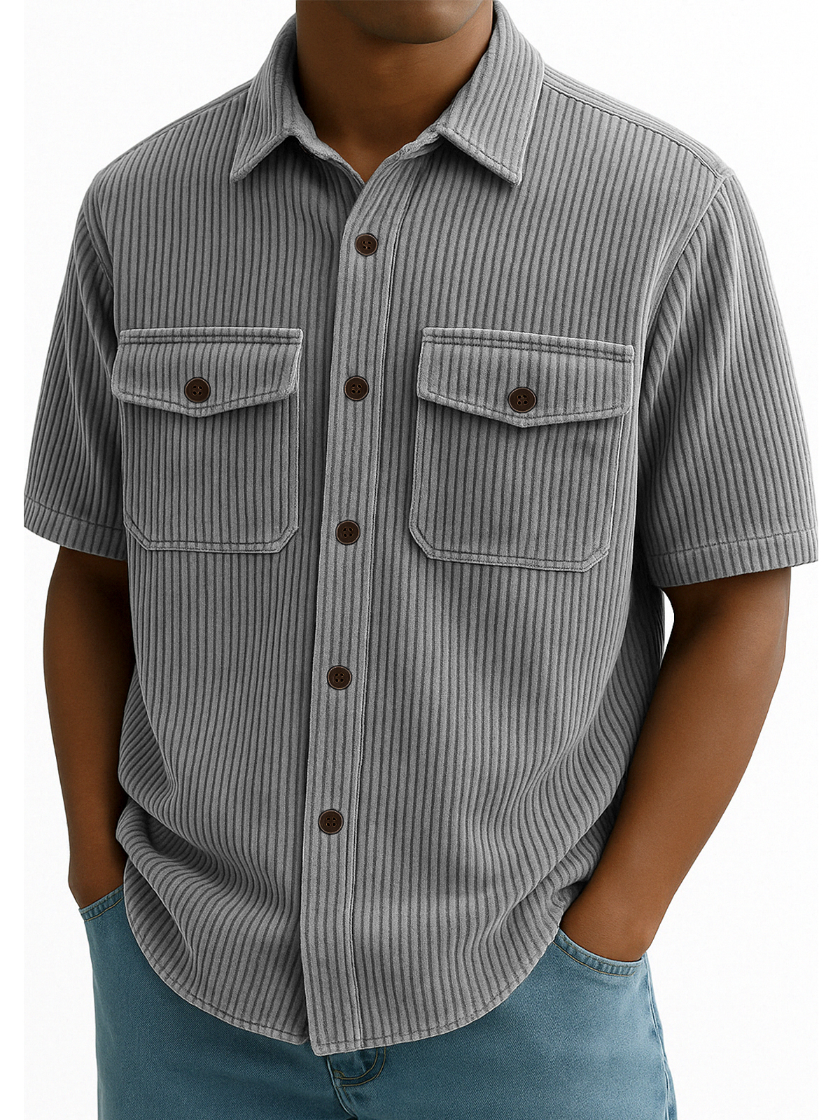 Men's Utility Workwear Multi-pocket Vintage Corduroy Casual Shirt Jacket