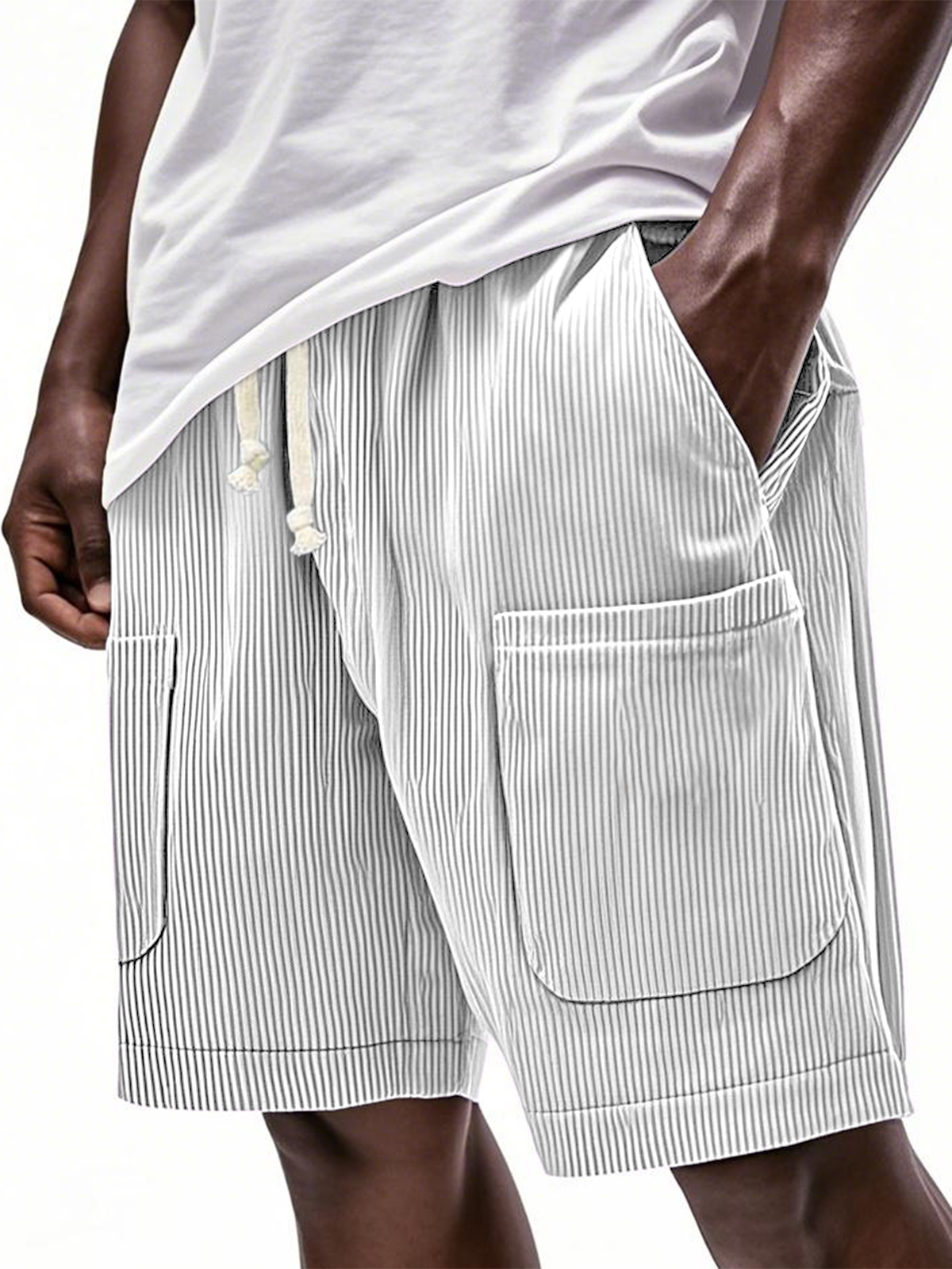 Men's Stylish Multi-pocket Corduroy Lace-up Loose Vacation Casual Shorts