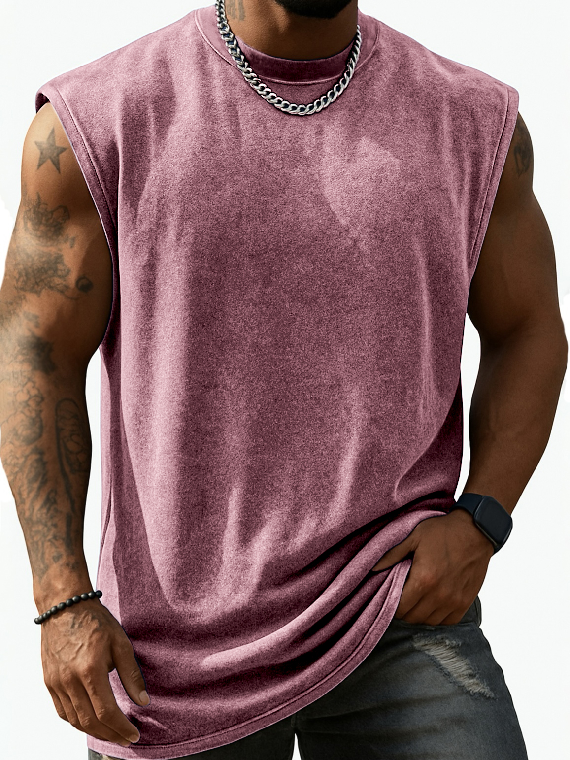 Men's Stylish Distressed Tank Top Loose Casual Sleeveless Vest