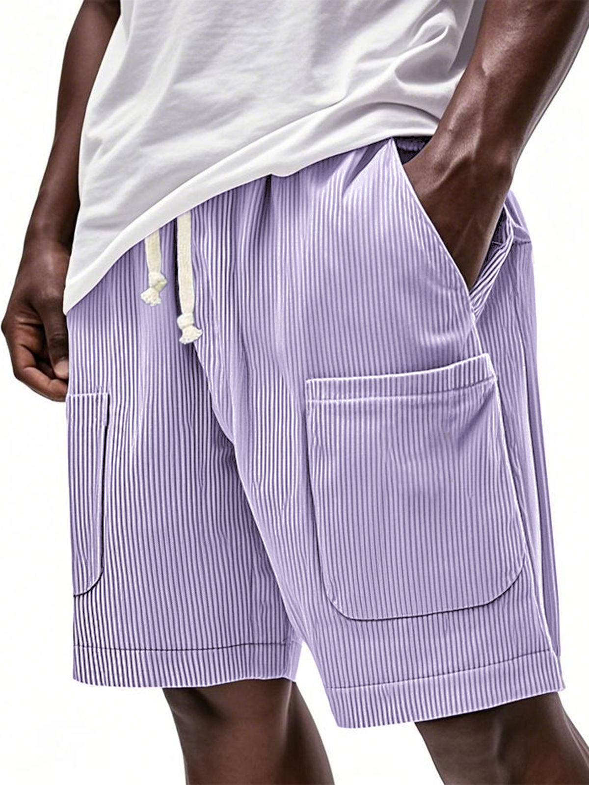 Men's Stylish Multi-pocket Corduroy Lace-up Loose Vacation Casual Shorts