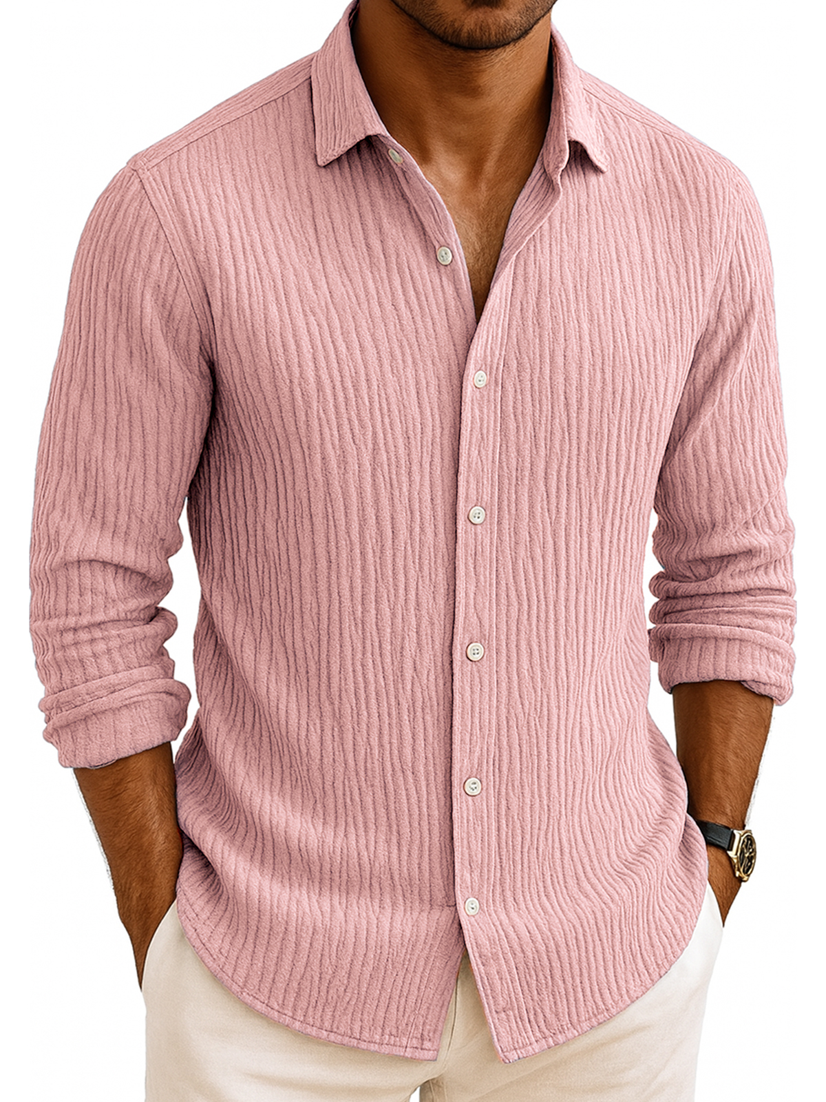 Men's Comfort Pleated Daily Long-sleeved Shirt