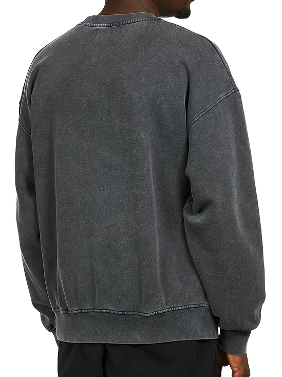 Men's Washed Distressed Cotton Basic Round Neck Long-sleeved Sweatshirt