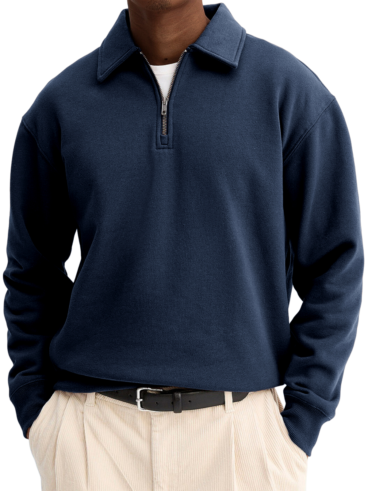 Men's Stylish Quarter-zip Basic Casual Pullover Sweatshirt
